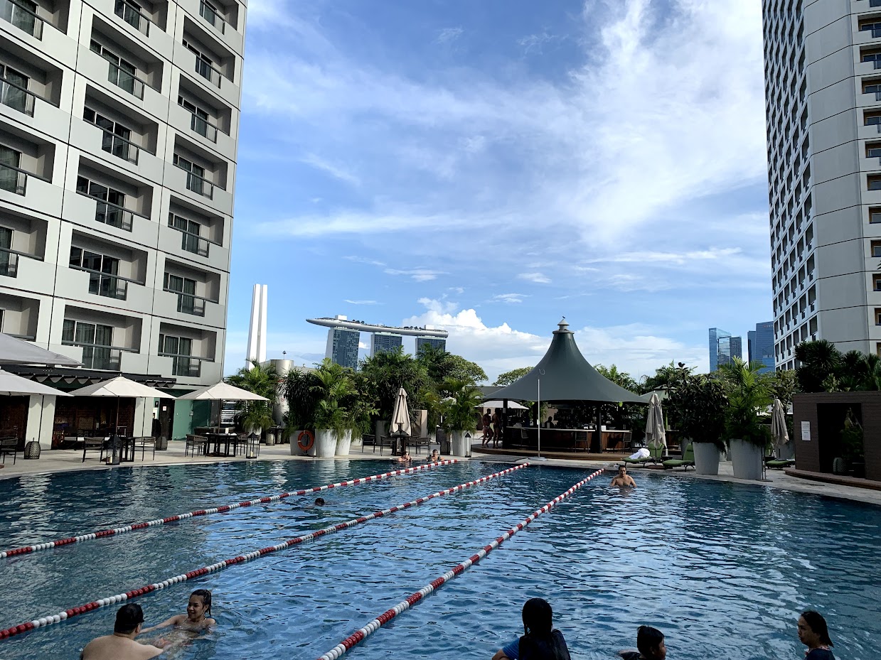 Swissotel & Fairmont Singapore's pool on level 8
