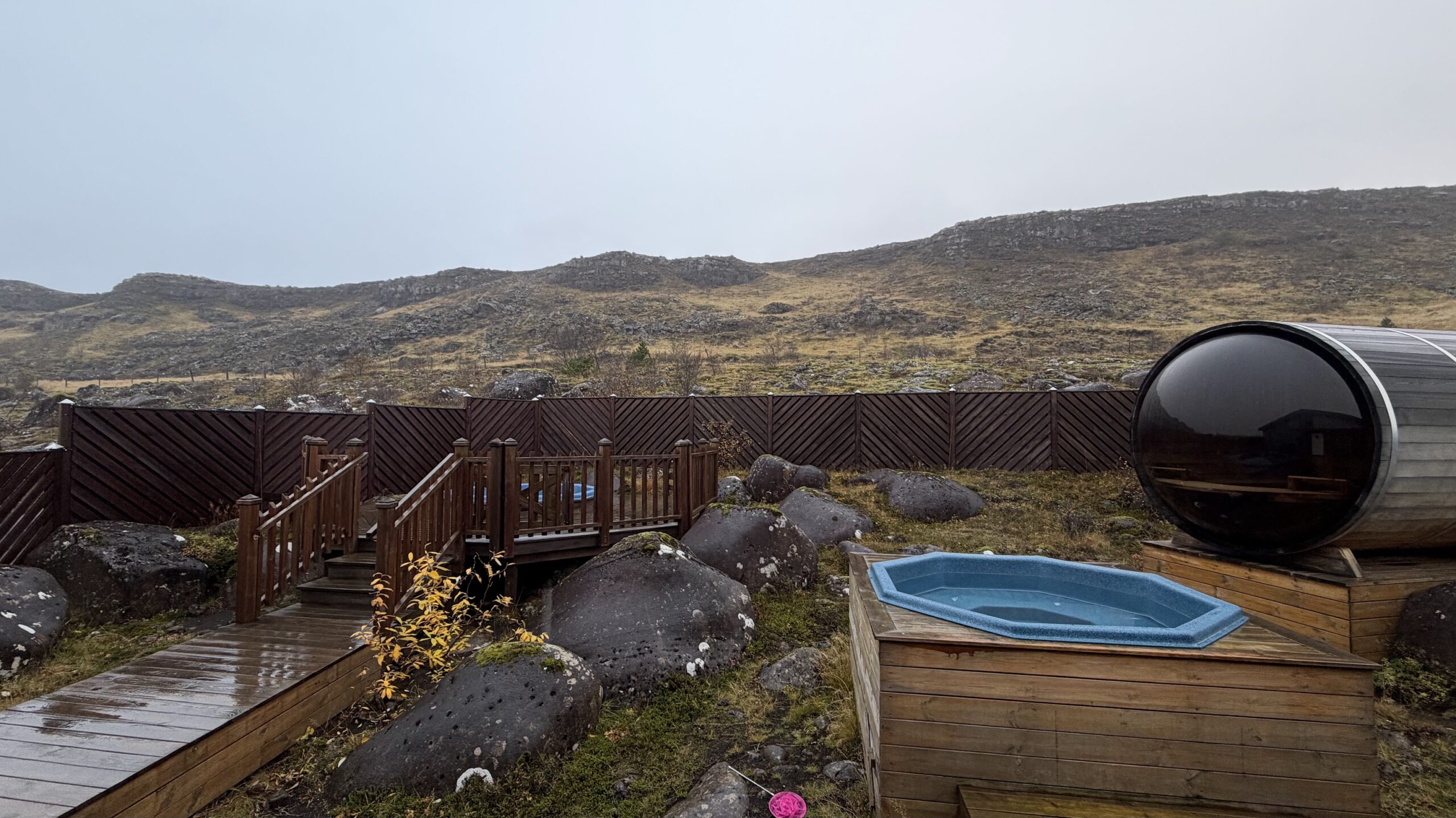 Hot tub at the back of Hotel Kvika