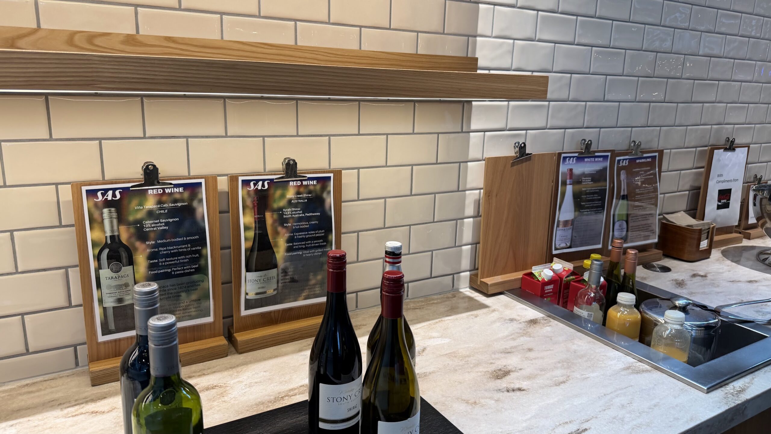 SAS Lounge Copenhagen Airport wine selection