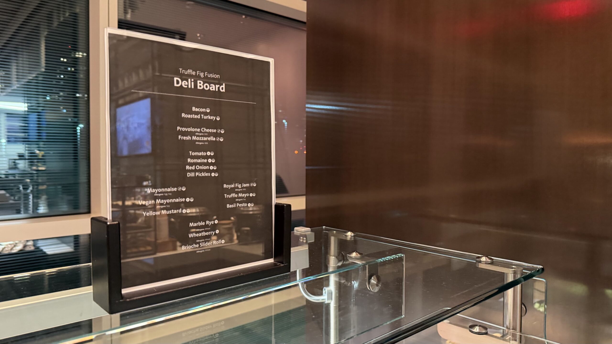 Admirals Club DCA buffet menu