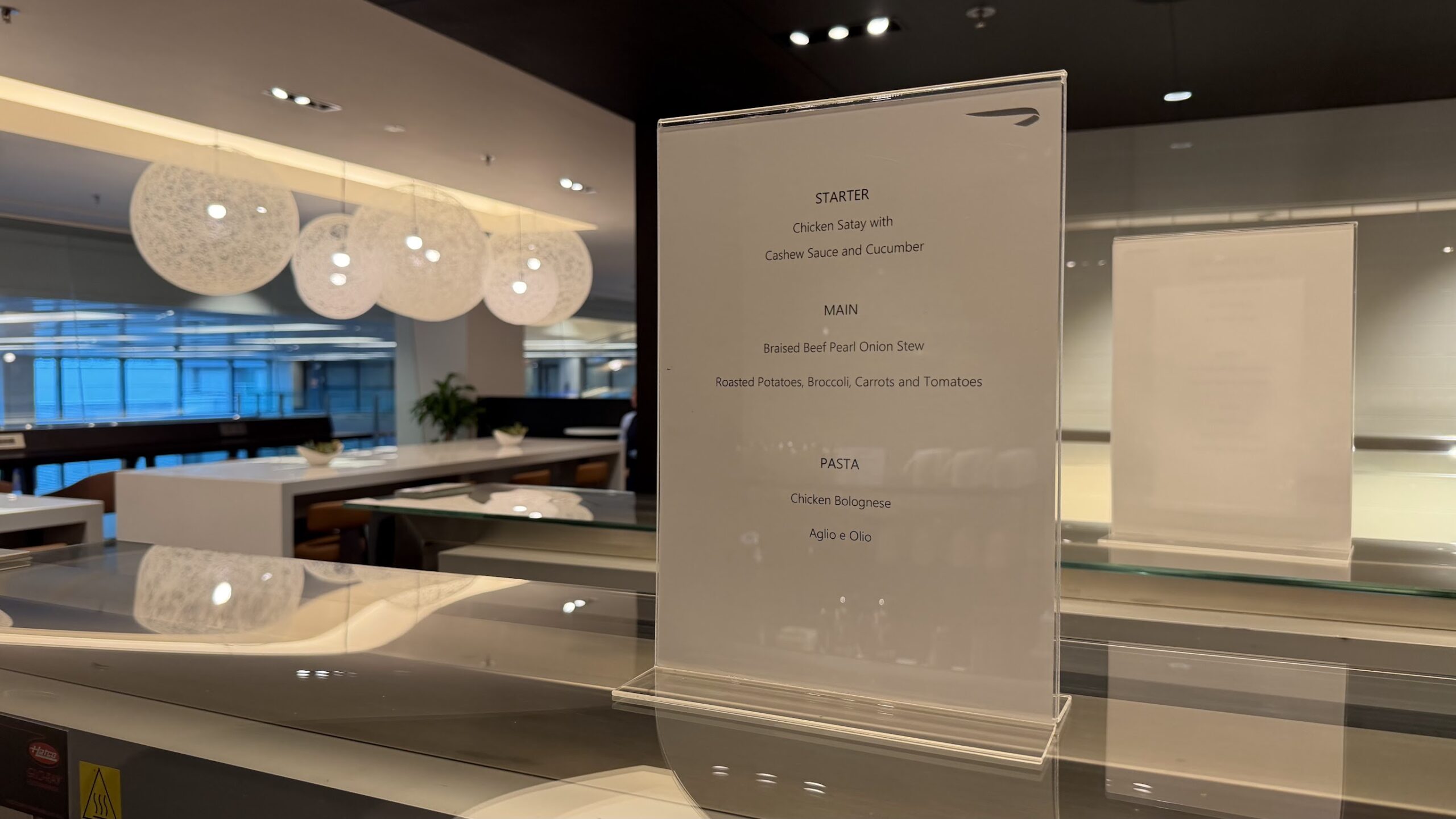 British Airways Lounge Singapore hot buffet menu