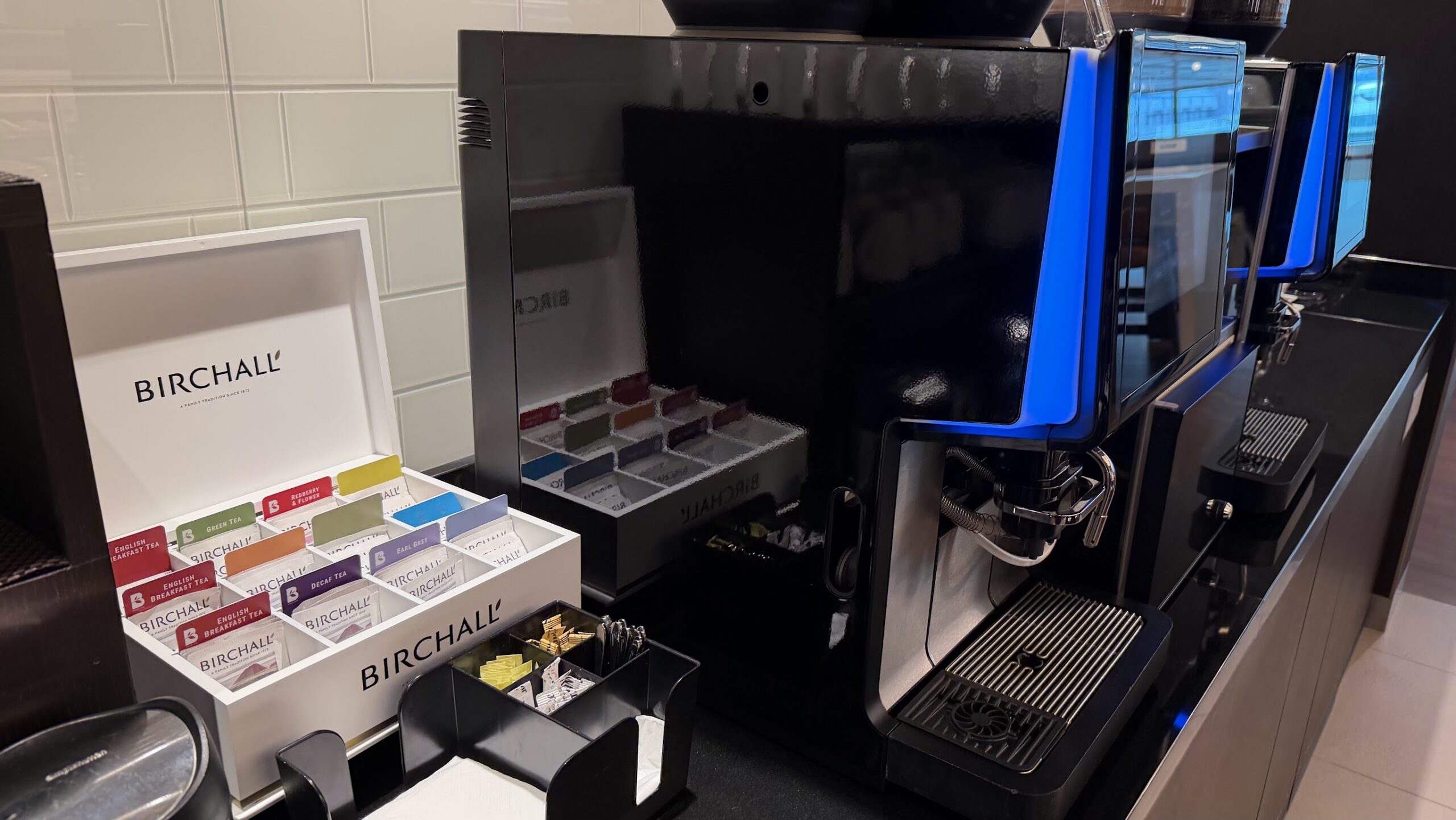 British Airways Lounge Singapore coffee and tea selection