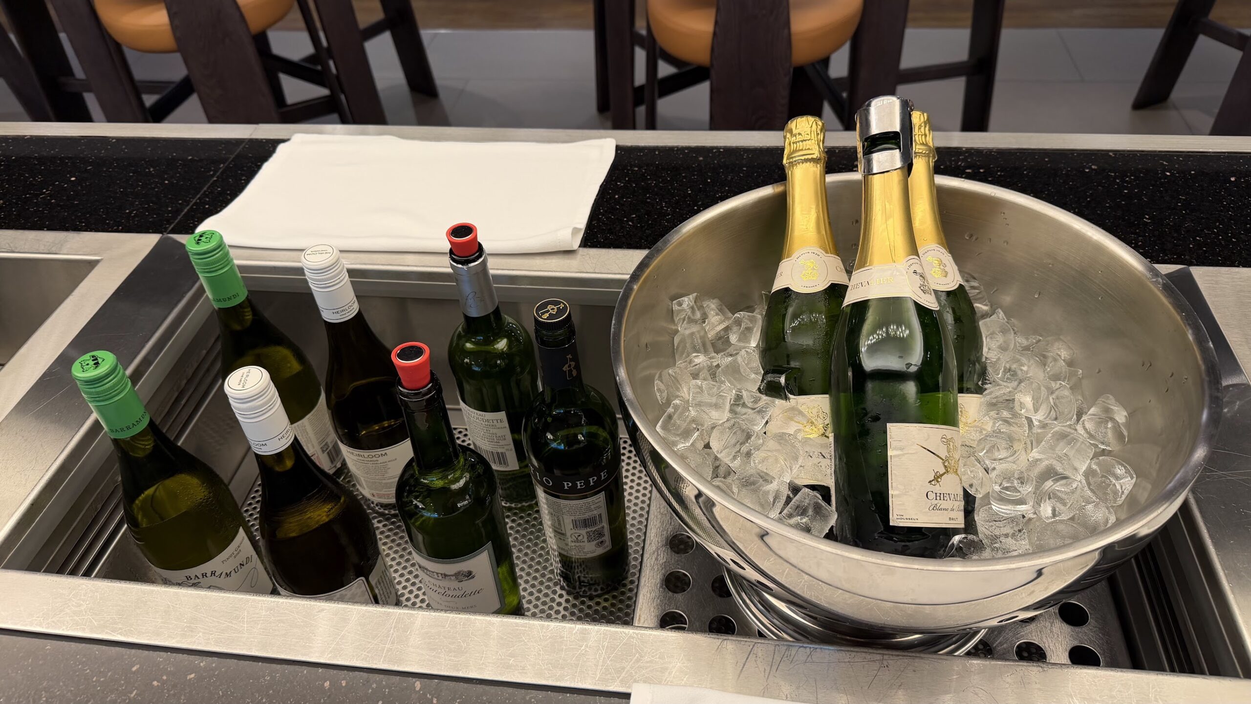 British Airways Lounge Singapore self-serve alcohol selection