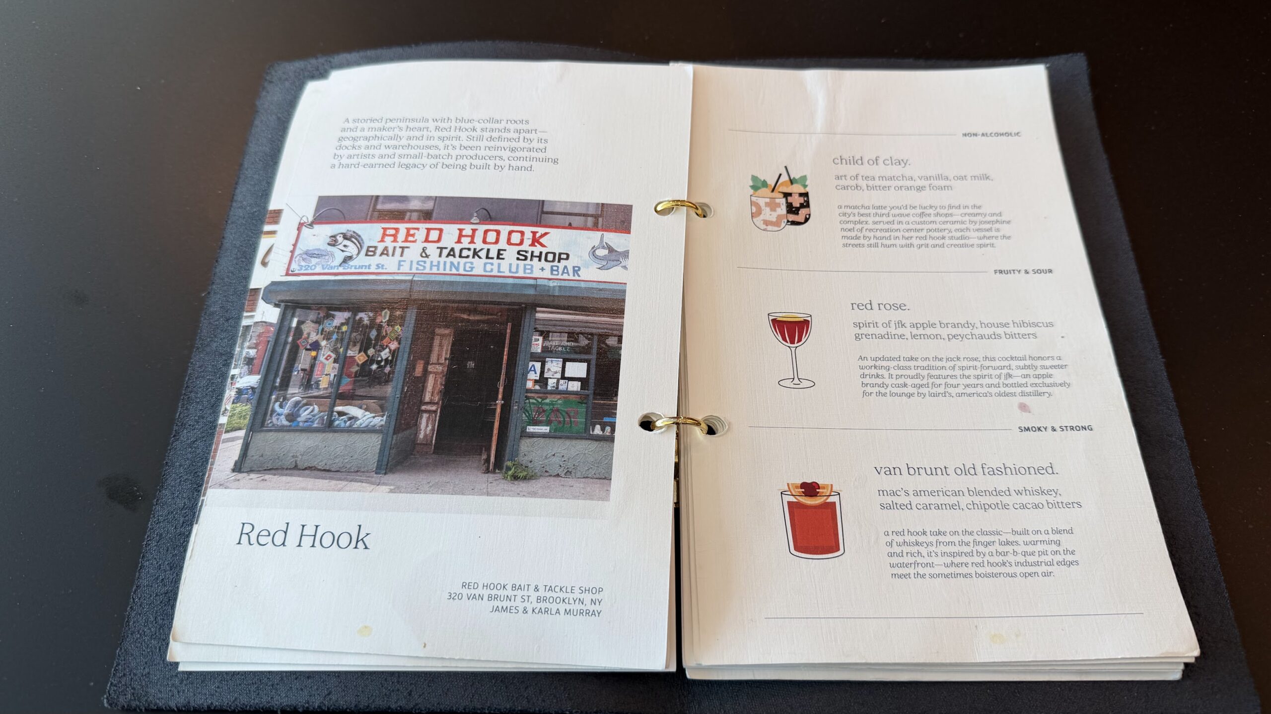 The Bar drinks menu