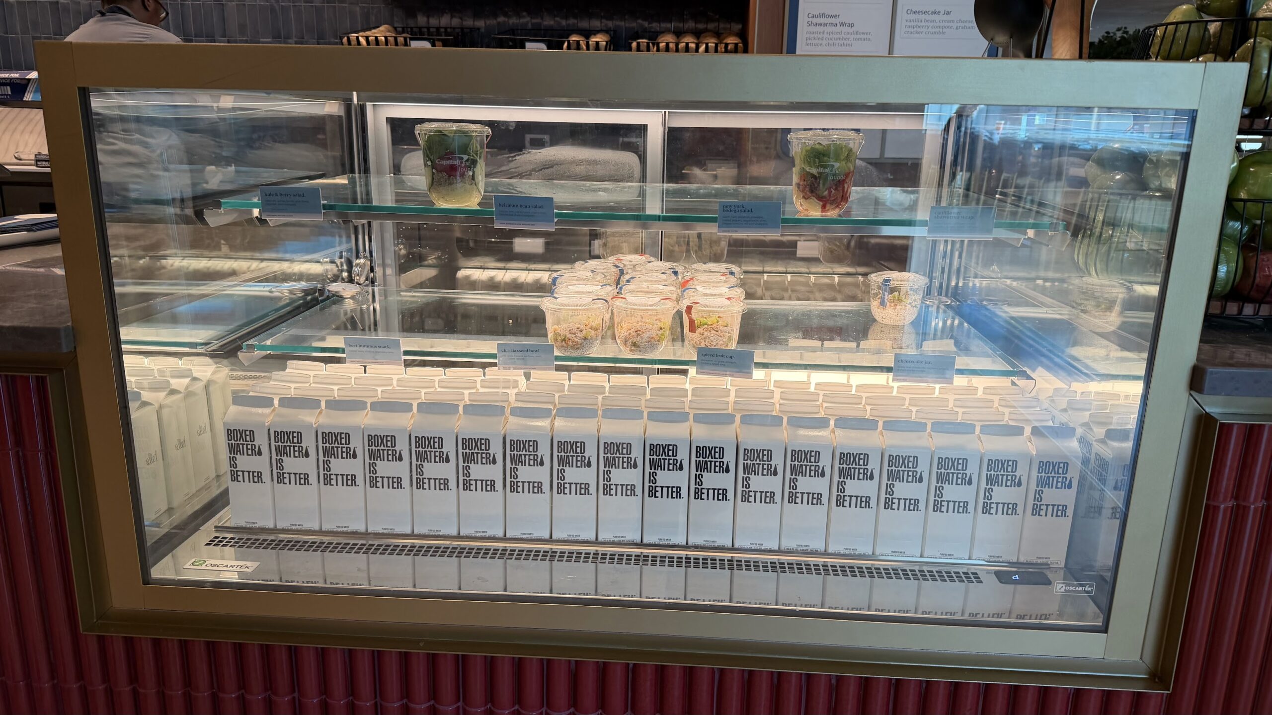 Capital One Lounge JFK's The Bodega offering packaged food and water for takeaway