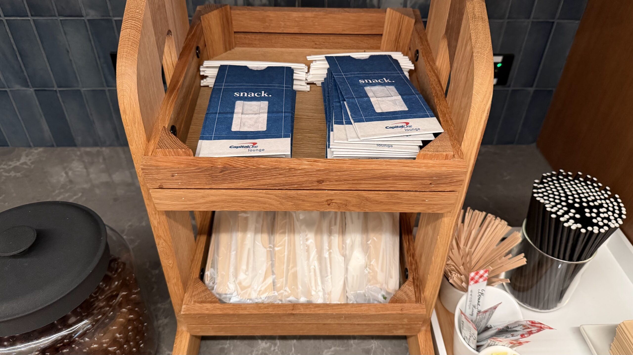 Takeaway bags at The Bodega within Capital One Lounge JFK
