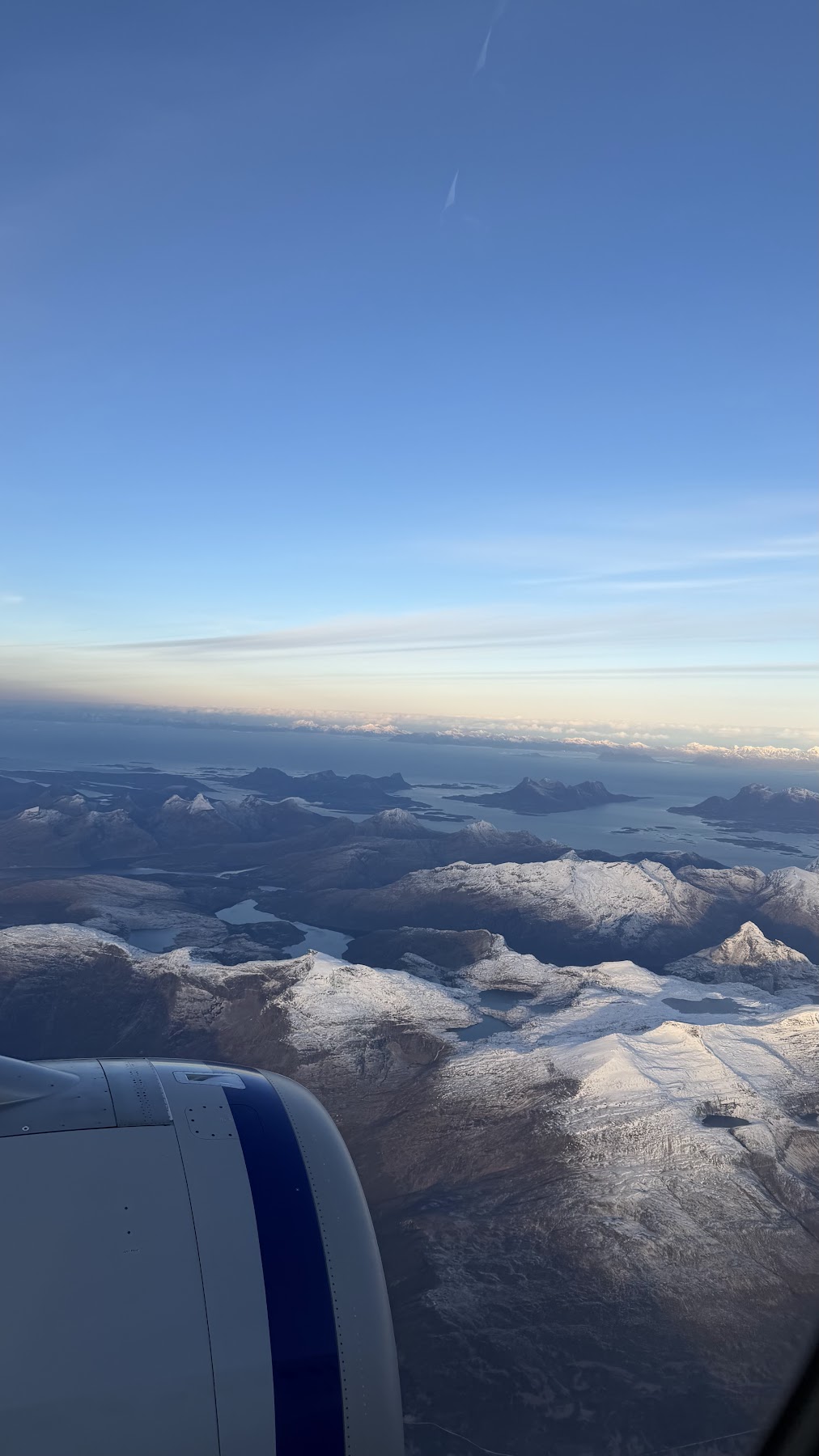 Landscape of Lofoten Islands when approaching descent