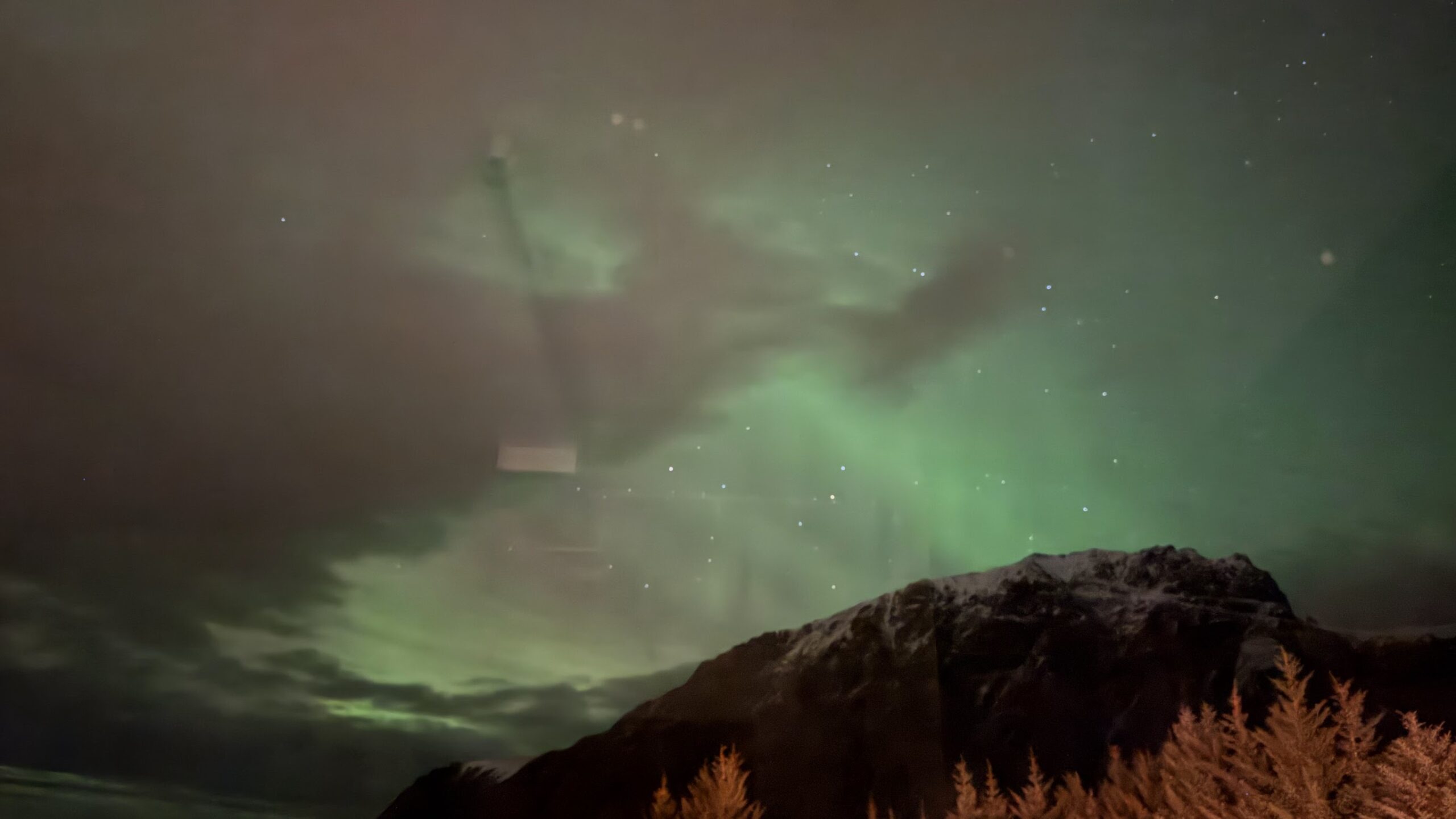 The Northern Lights right from our room at FURU Hostel