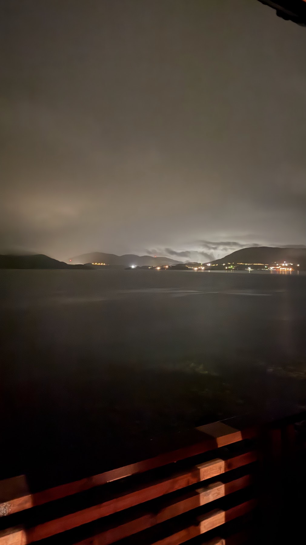 View from our accommodation in Bogen, cloudy with no chance of the northern lights