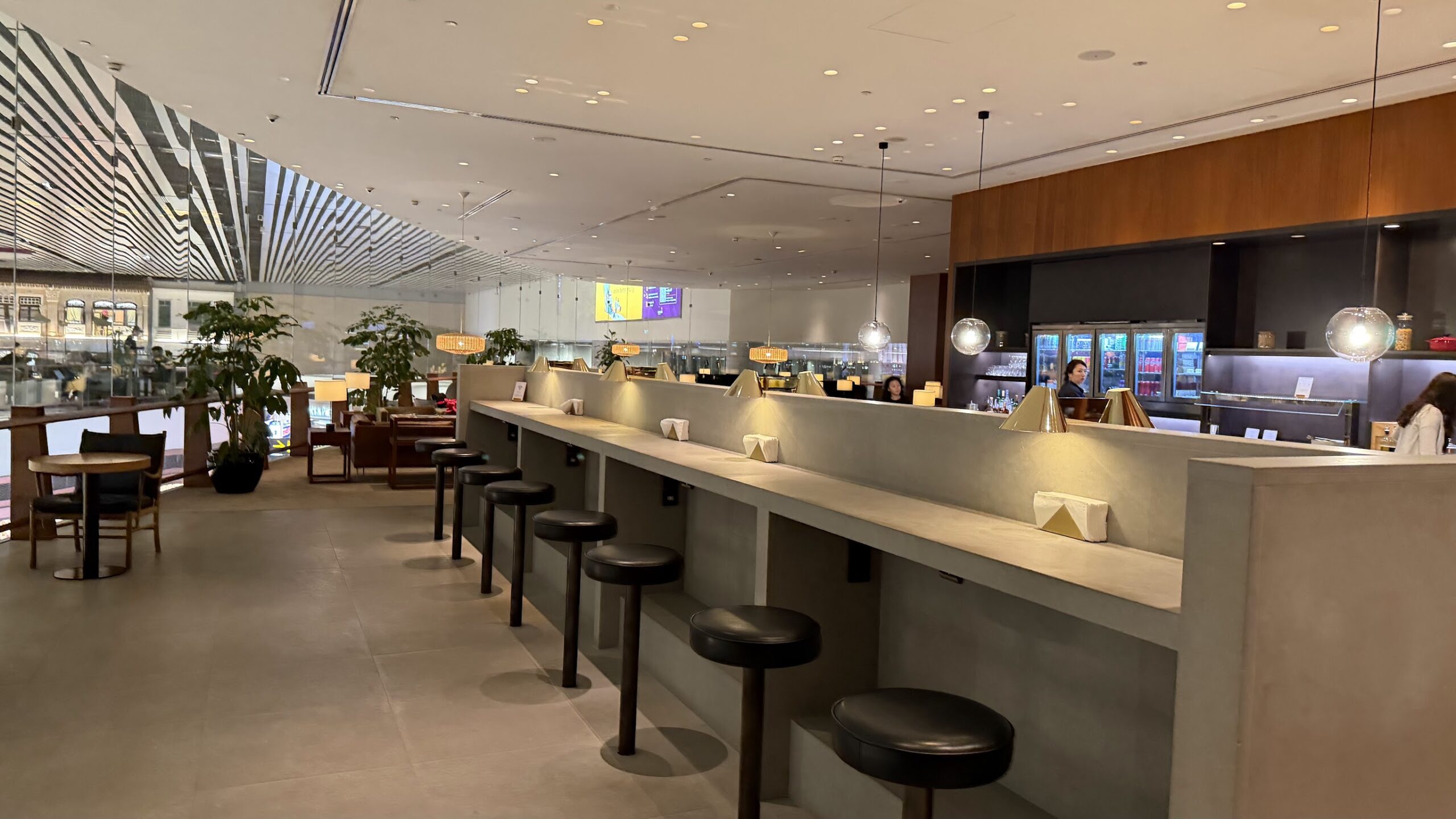 High-top seating area at the Food Hall