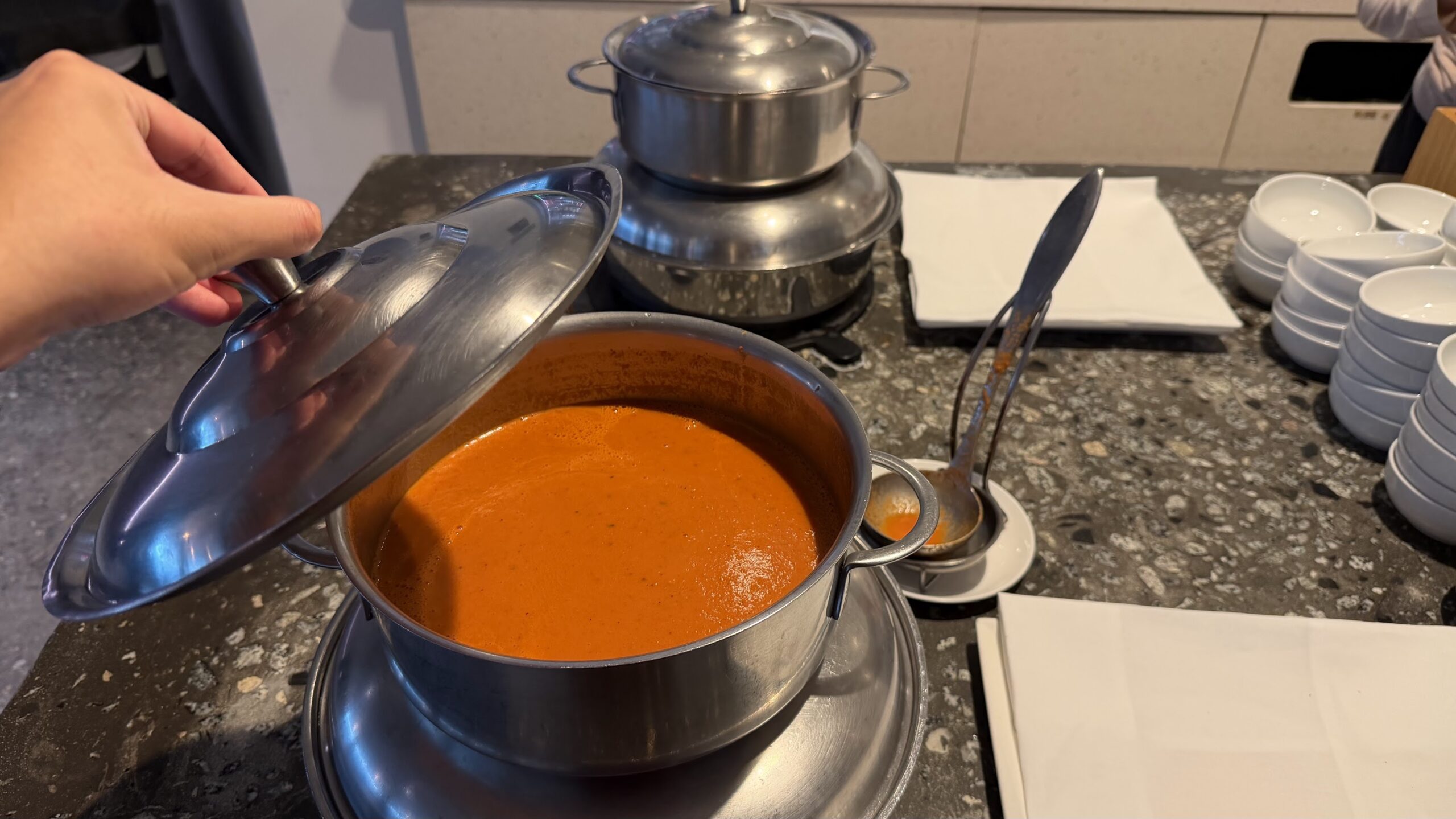 Qantas Business Lounge Singapore hot buffet