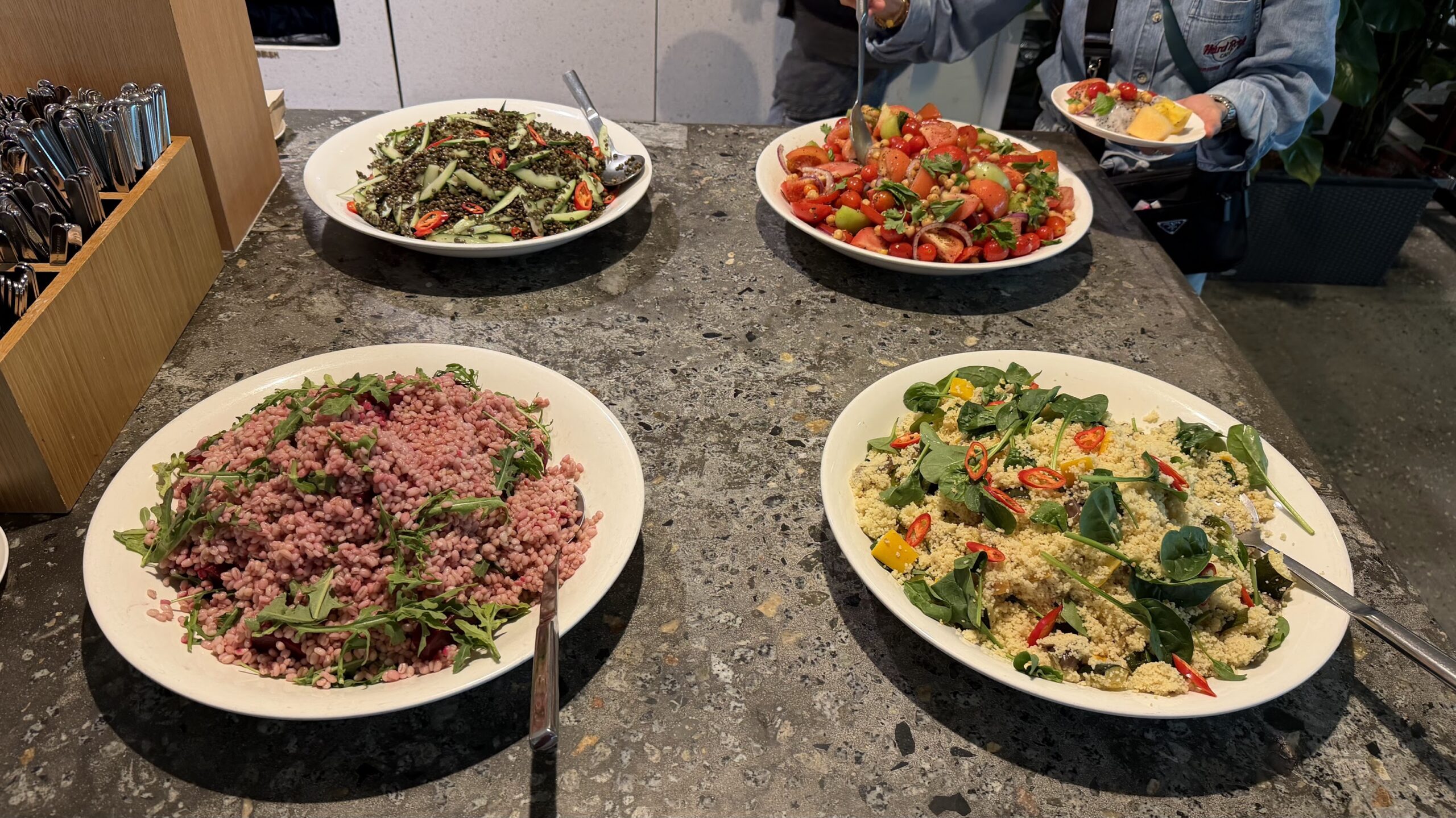 Qantas Business Lounge Singapore salad