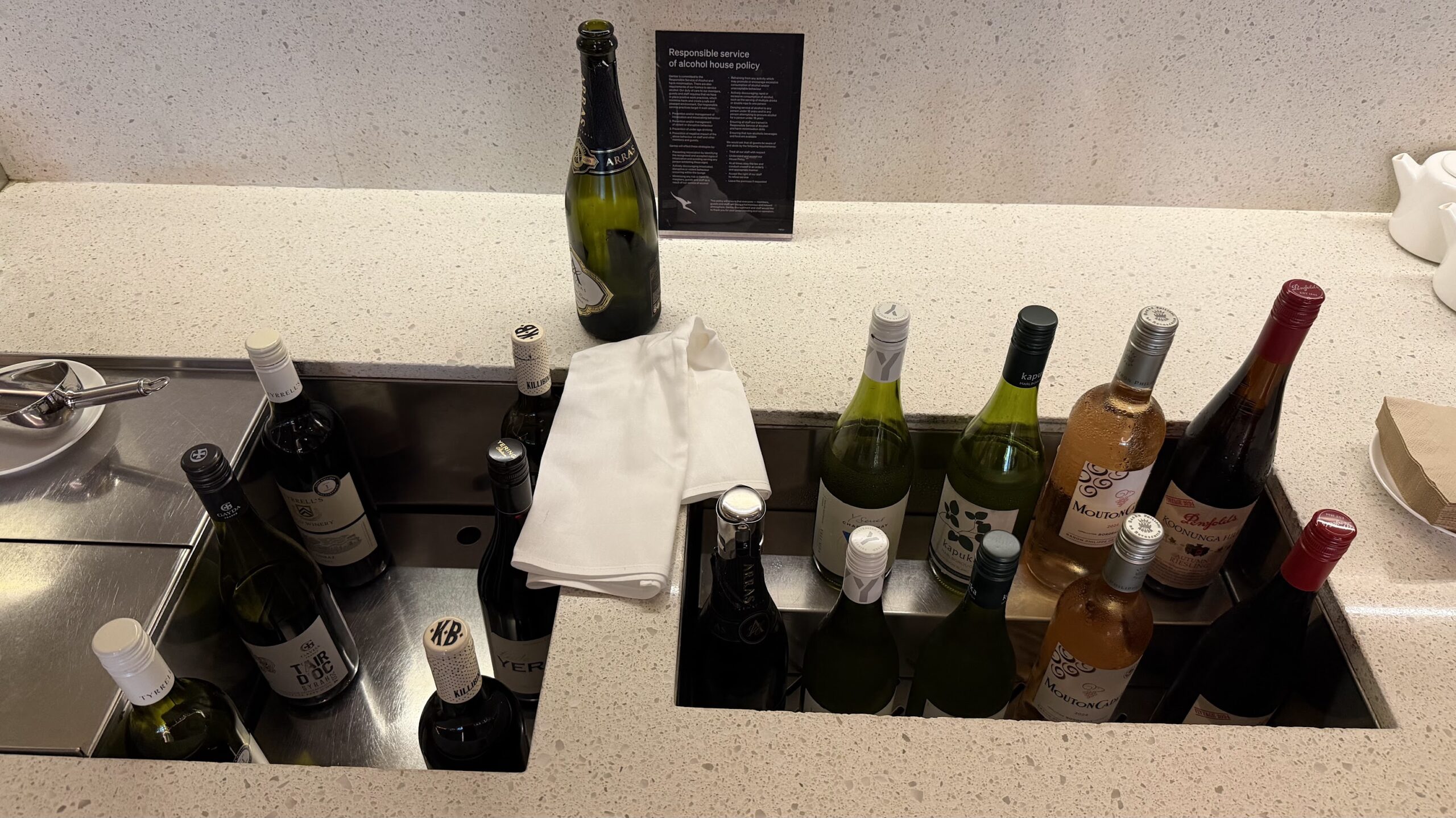 Qantas Business Lounge Singapore wine selection