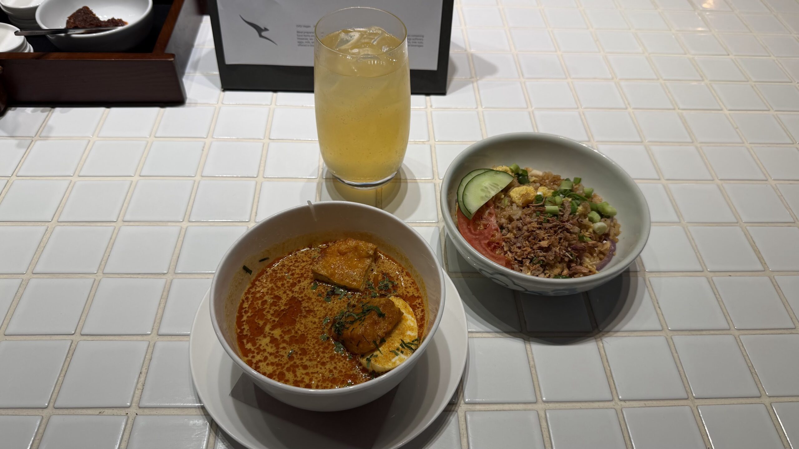 Made-to-order laksa and nasi goreng at the Qantas Business Lounge Singapore