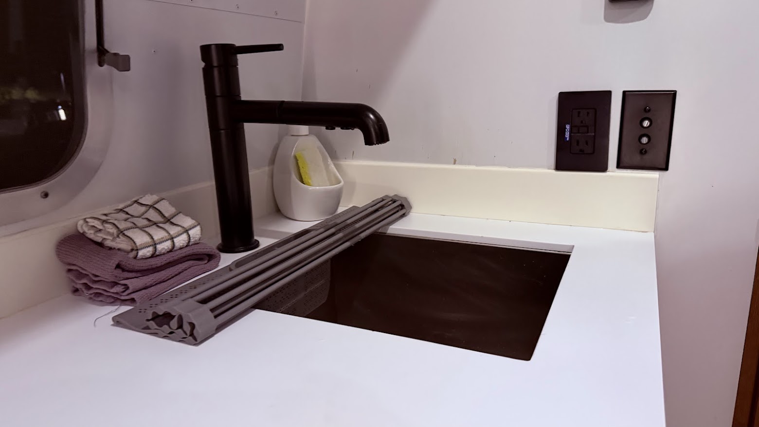 Close-up view of the kitchen sink