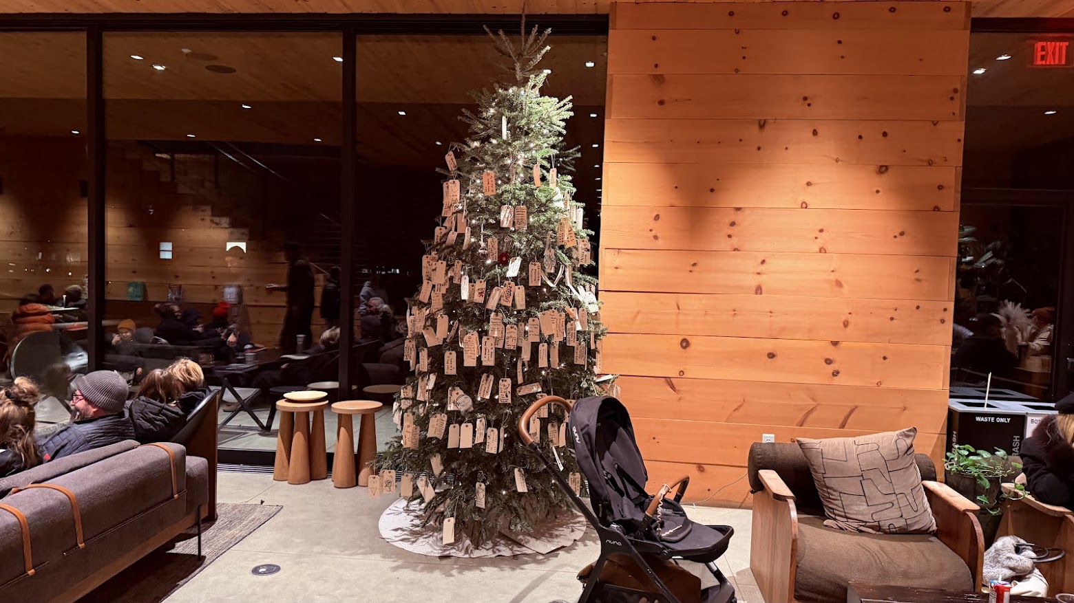 AutoCamp Yosemite Clubhouse's festive decorations