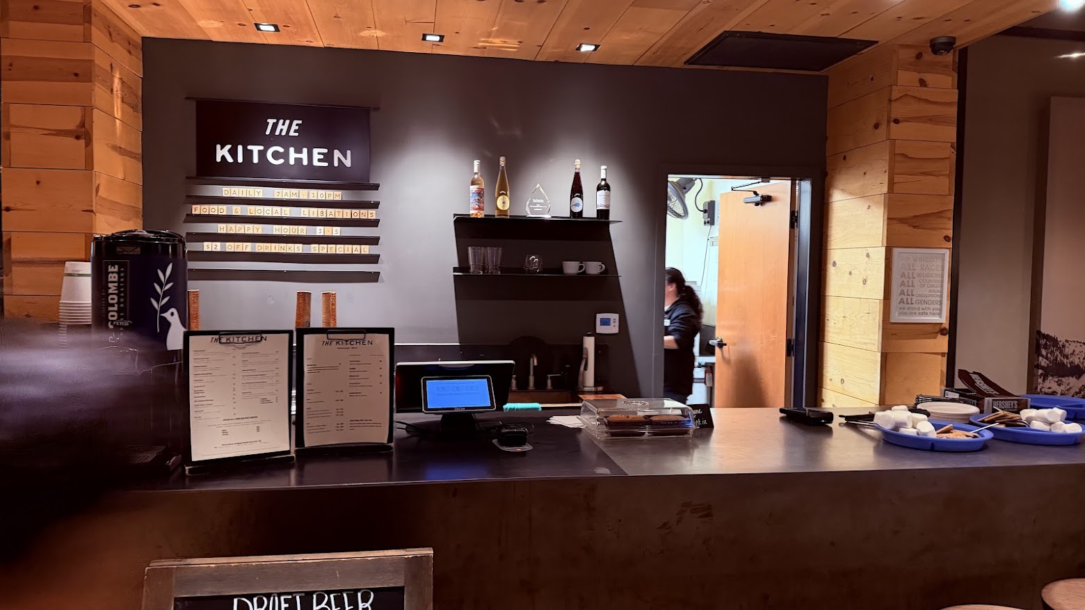 The Kitchen offers some drinks and snacks for purchase