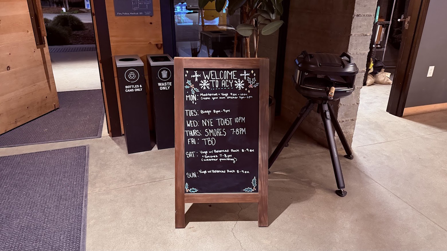 AutoCamp Yosemite Experiences calendar is usually written on a blackboard