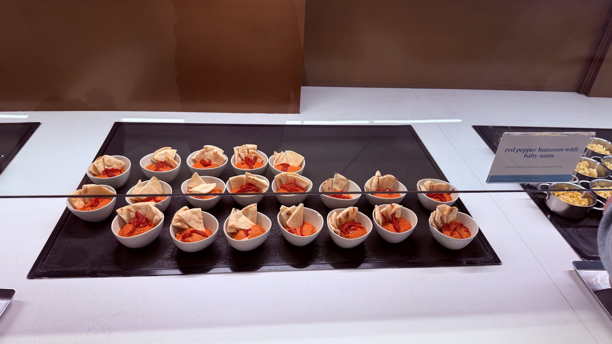 Capital One LAS red pepper hummus with baby naan