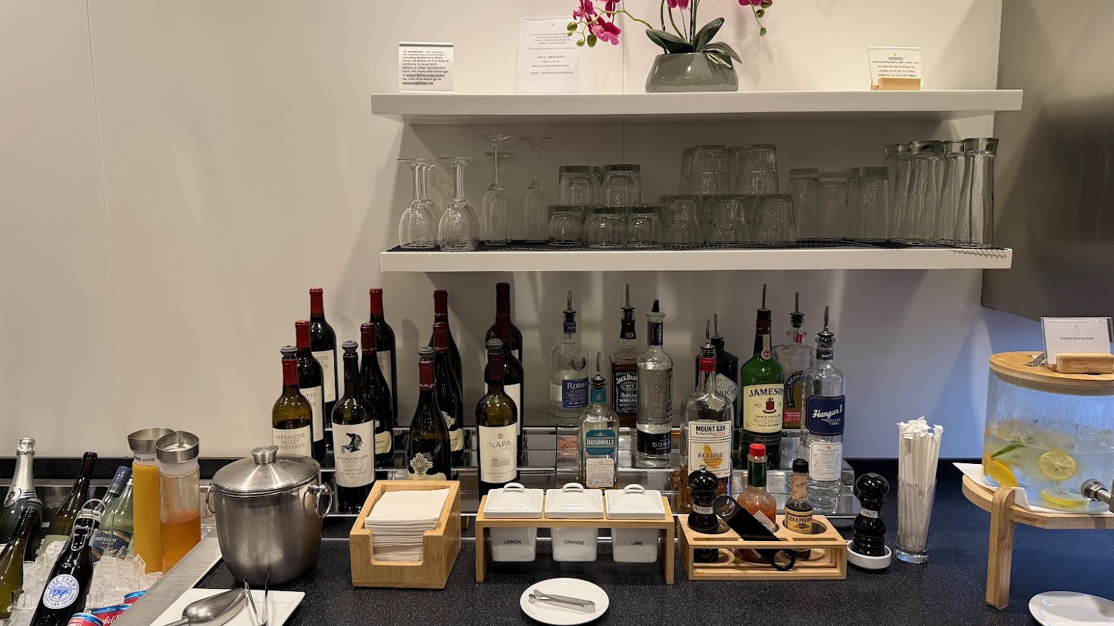 Cathay Pacific Lounge SFO alcohol selection