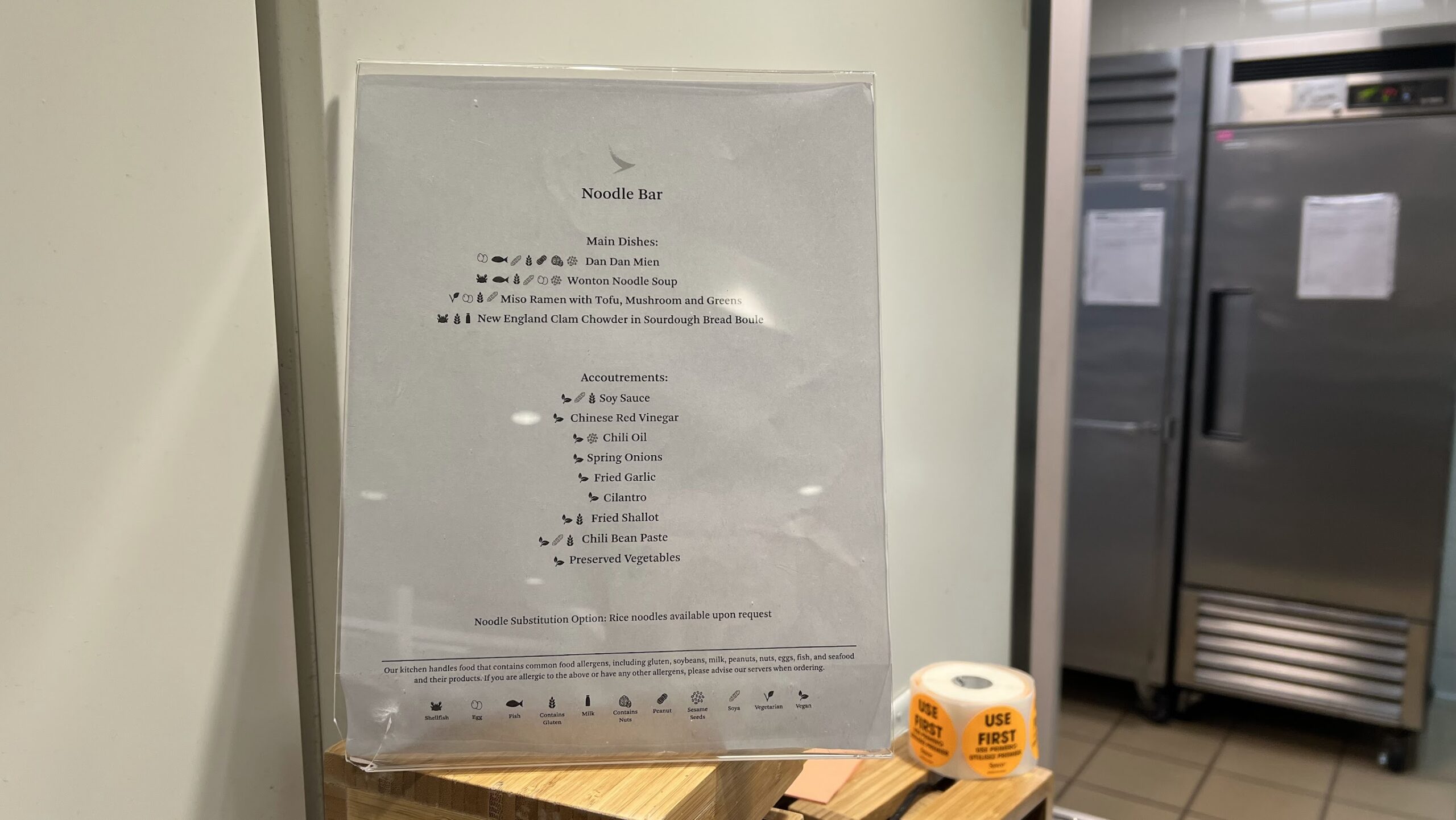 Cathay Pacific Lounge SFO Noodle Bar menu