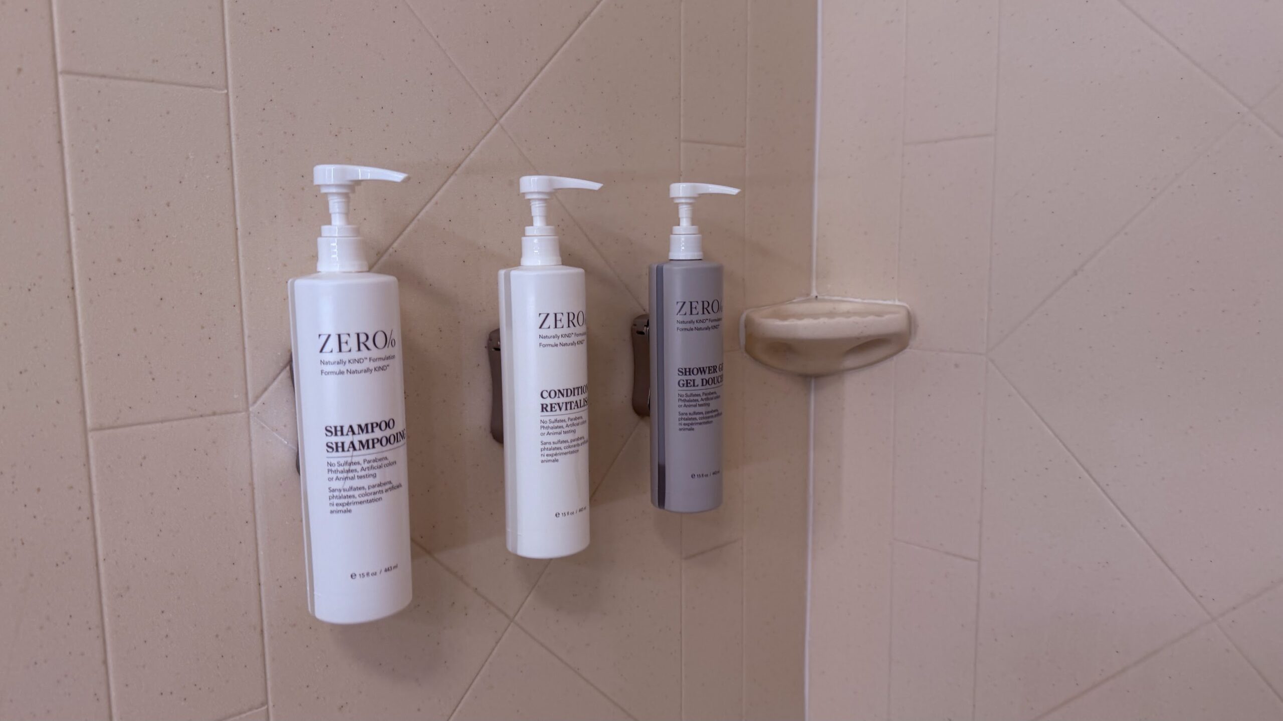 Shampoo and shower gel were provided by Zero% of Gilchrist & Soames