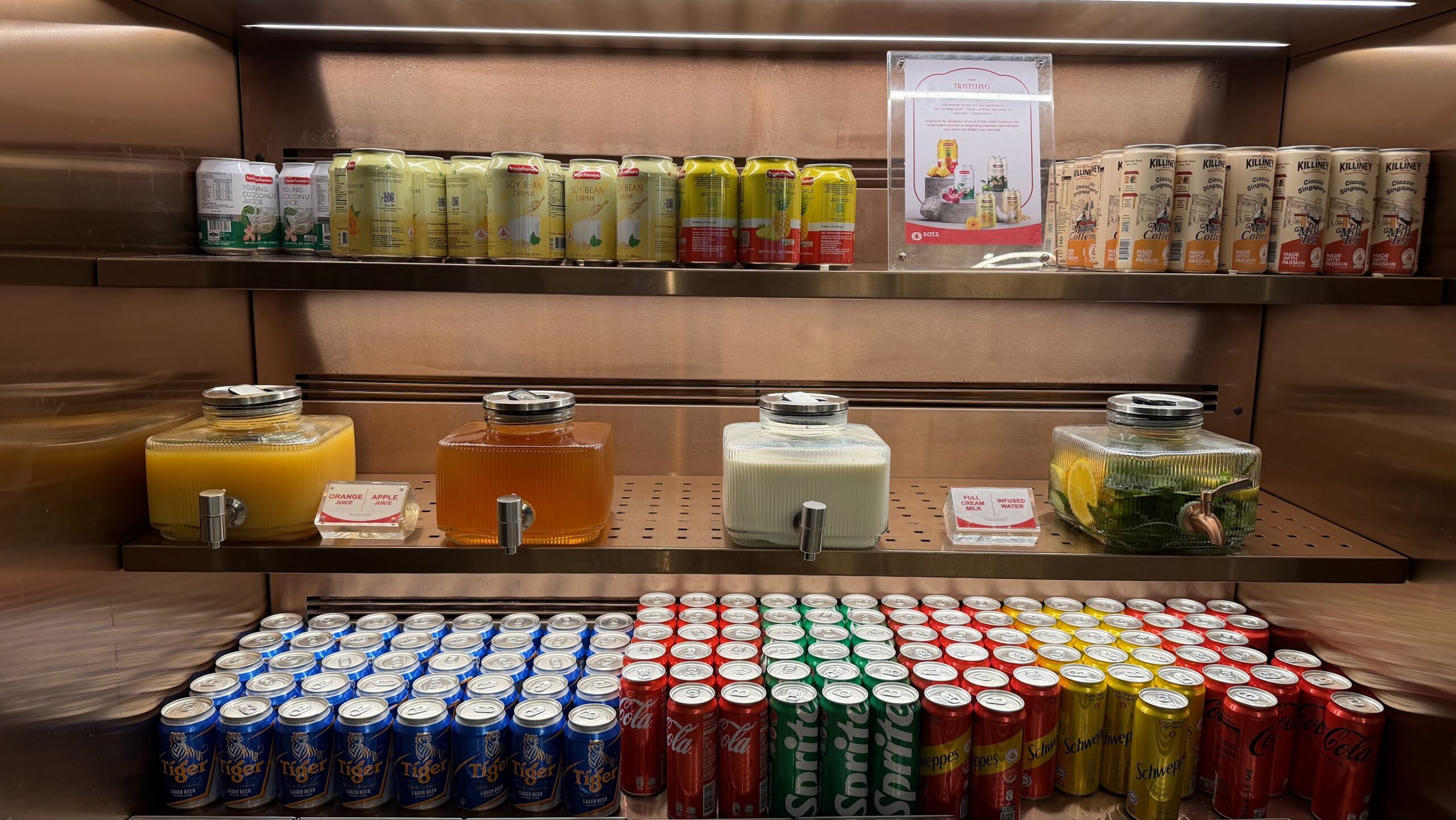 SATS Premier Lounge T3 cold drinks selection