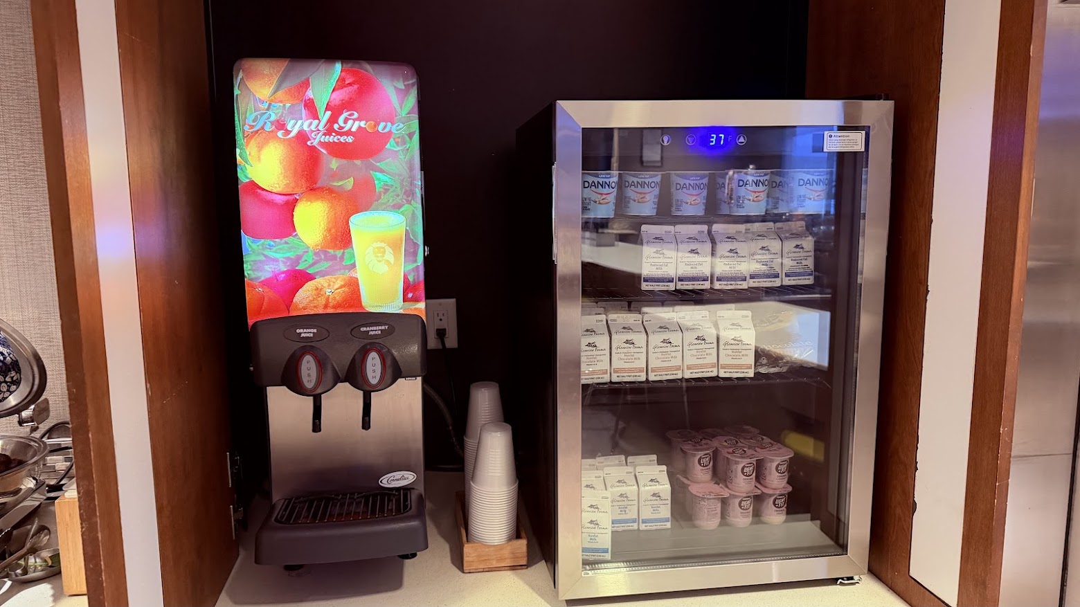 SpringHill Suites Monterey breakfast juices and milk