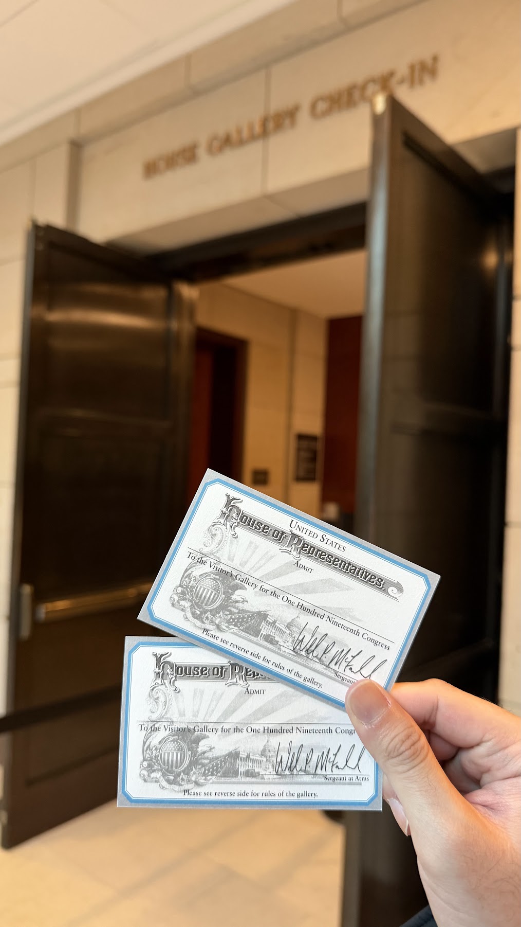 Guest passes to the U.S. House of Representatives