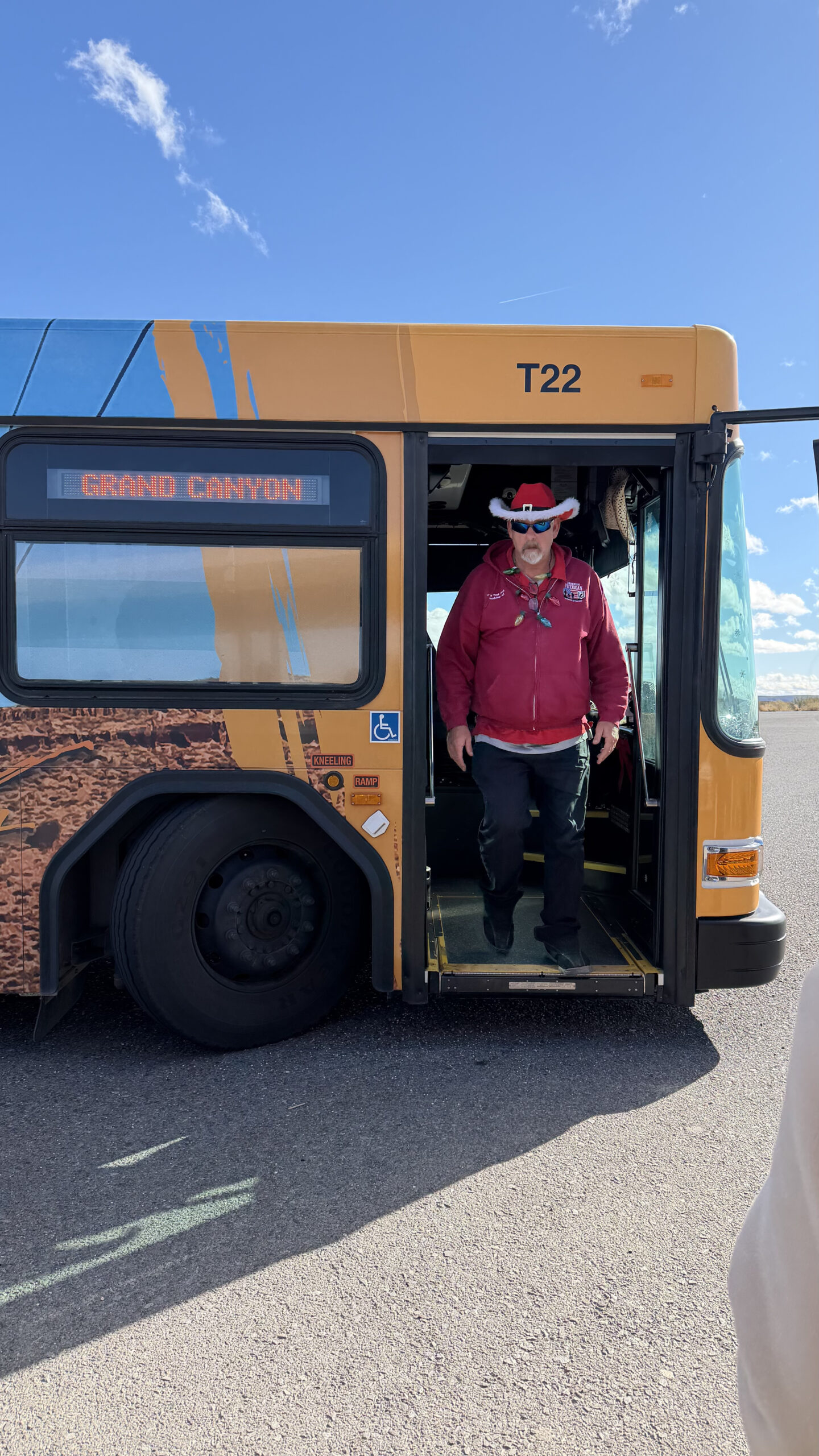 Getting on the Grand Canyon West shuttle bus
