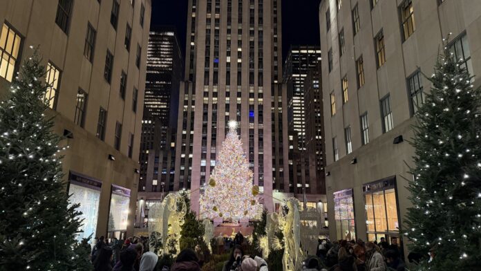 Christmas tree at the Rockefeller Plaza, a 75-foot Norway spruce from upstate New York