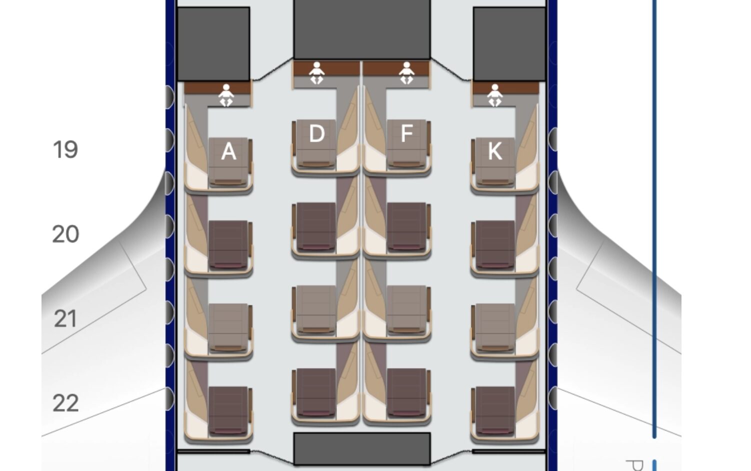 Seatmap of the Singapore Airlines A350-900 Long Haul rear cabin (source: Aerolopa)