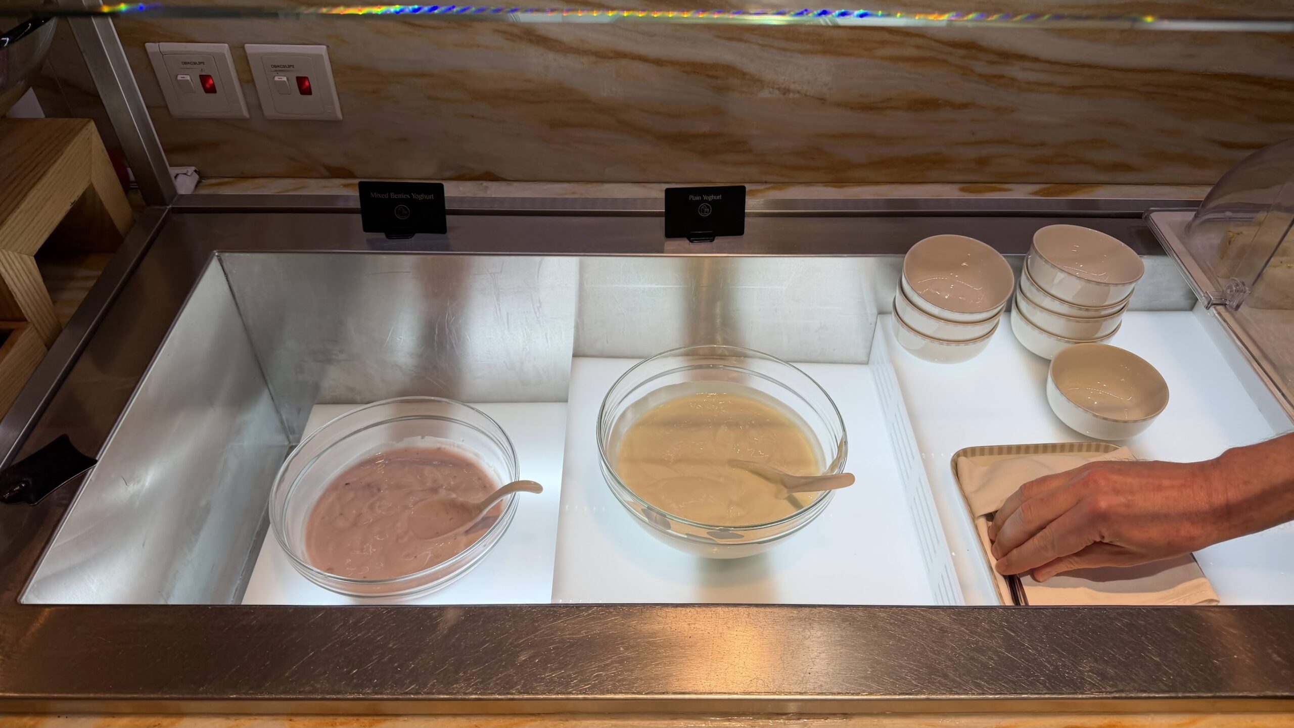 Singapore Airlines SilverKris Business Class Lounge T2 yoghurt selection