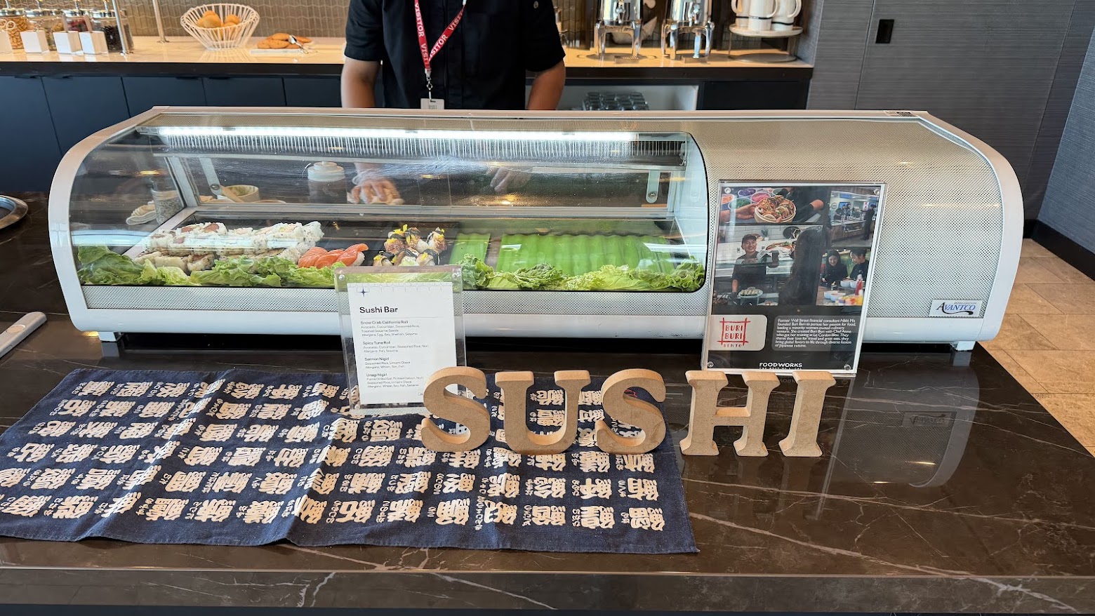 United Polaris Lounge San Francisco The Studio set up as a sushi bar