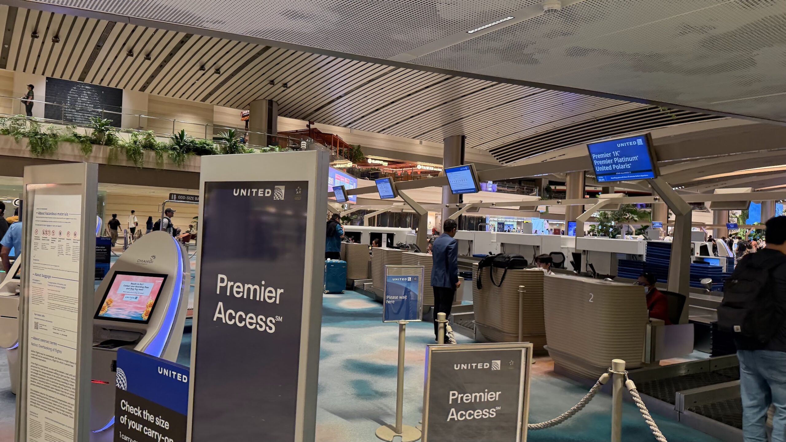 United Airlines Premier Access check-in at Singapore