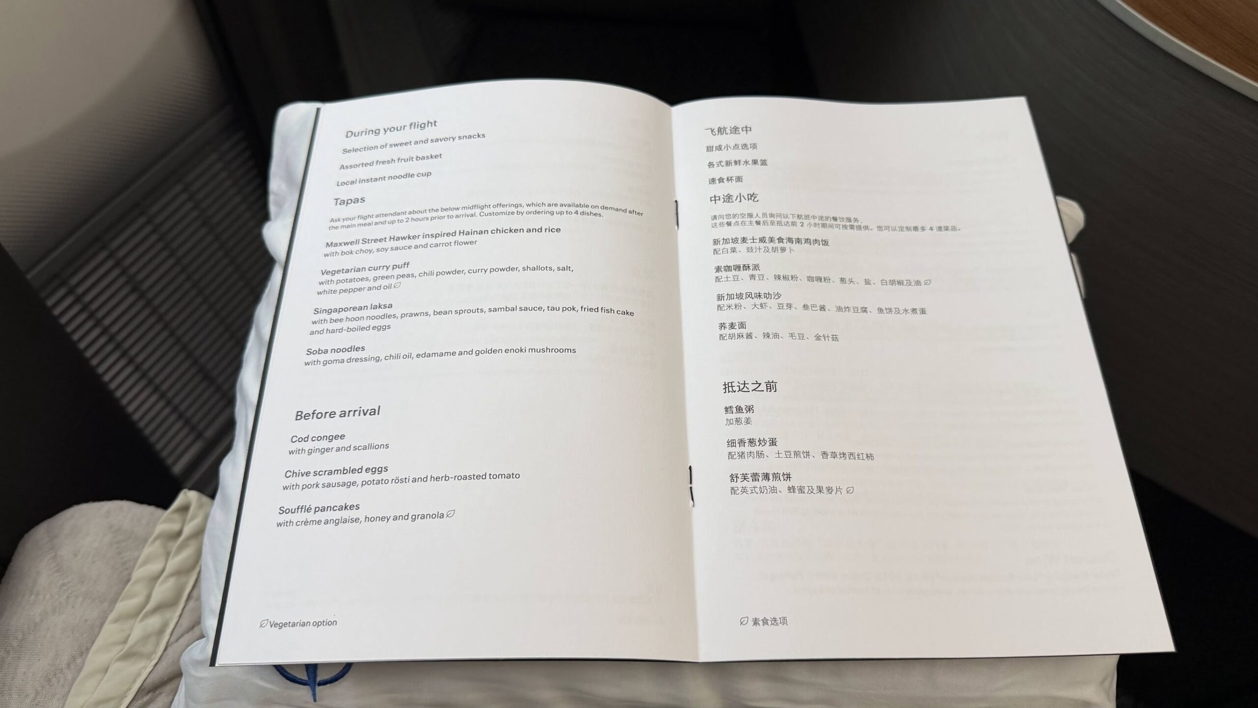 United Airlines UA2 Polaris business menu