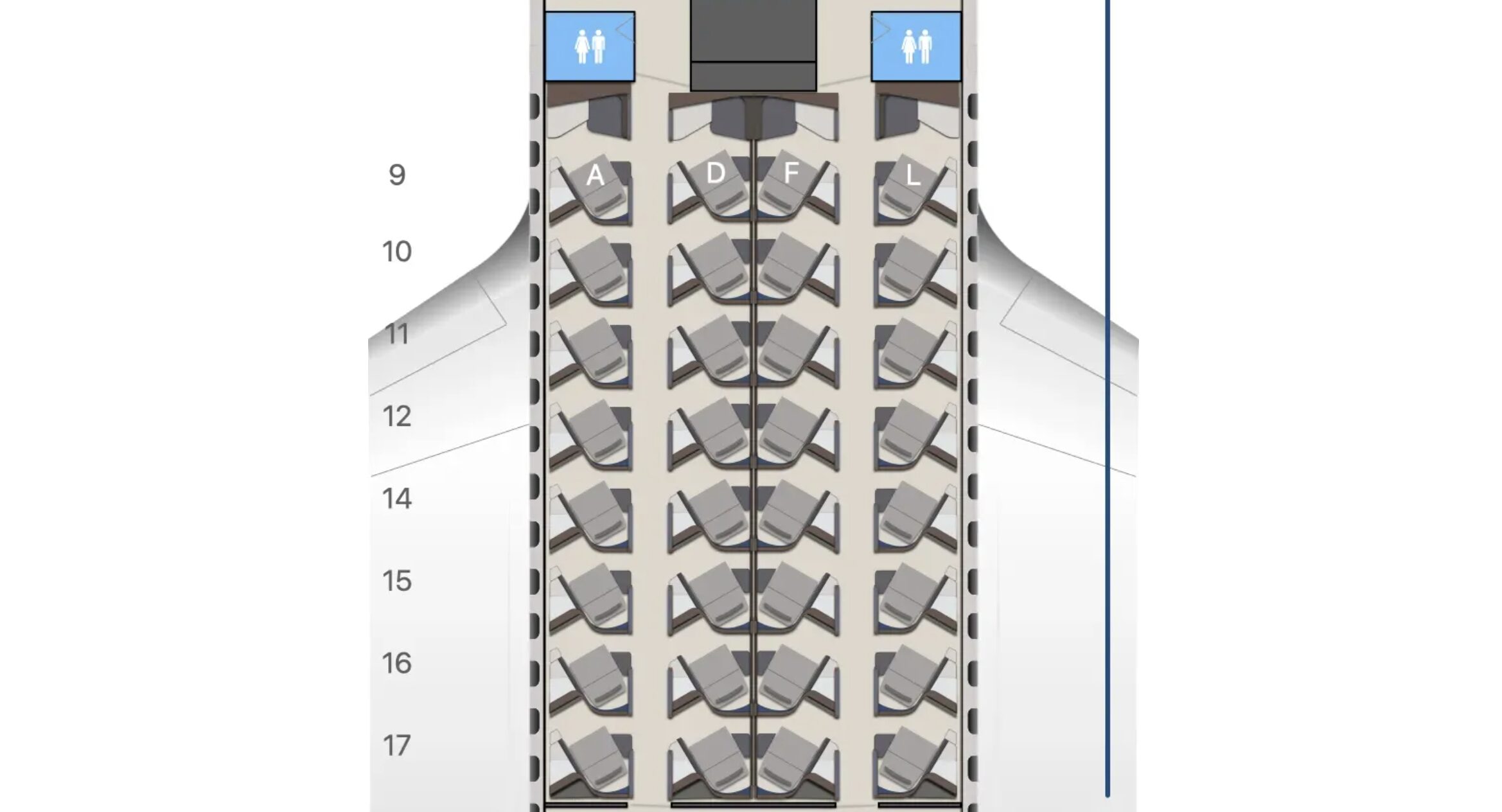 United Airlines B787-9 Elevated interior seat map (source: Aerolopa)