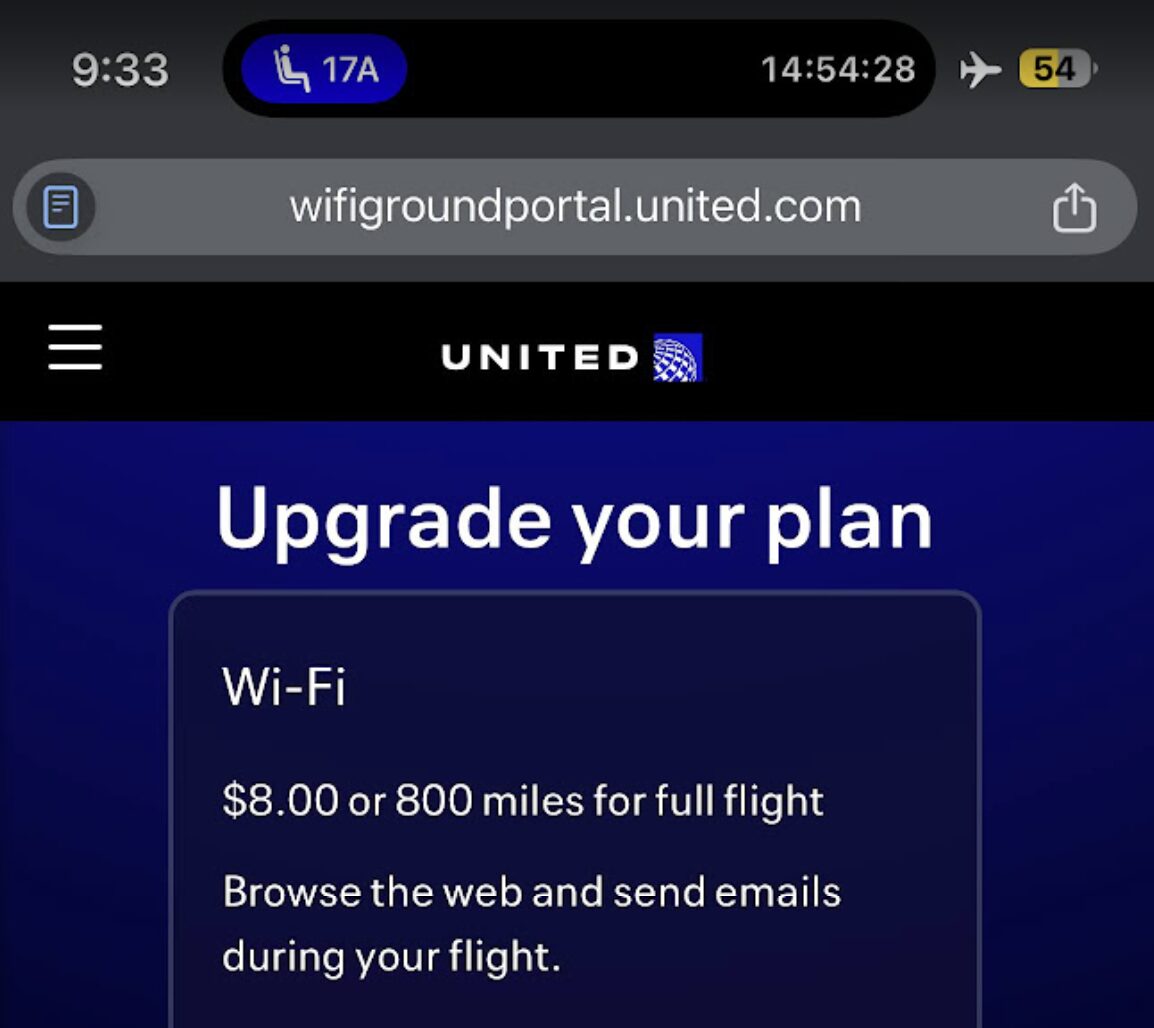 United Airlines UA2 in-flight Wi-Fi
