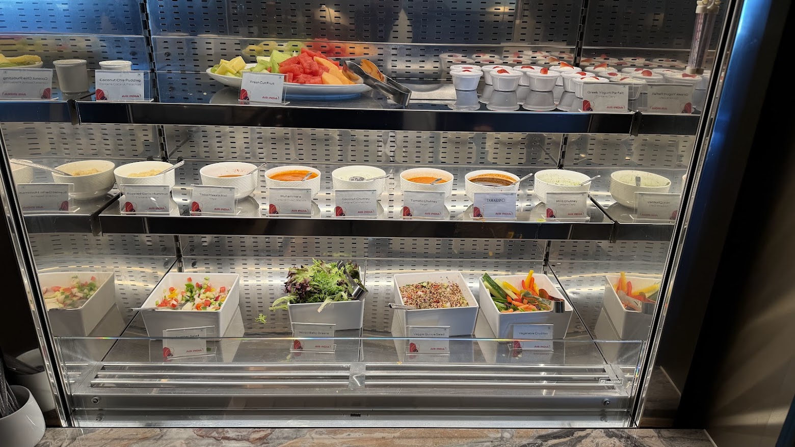 Air India Maharaja Lounge San Francisco buffet spread