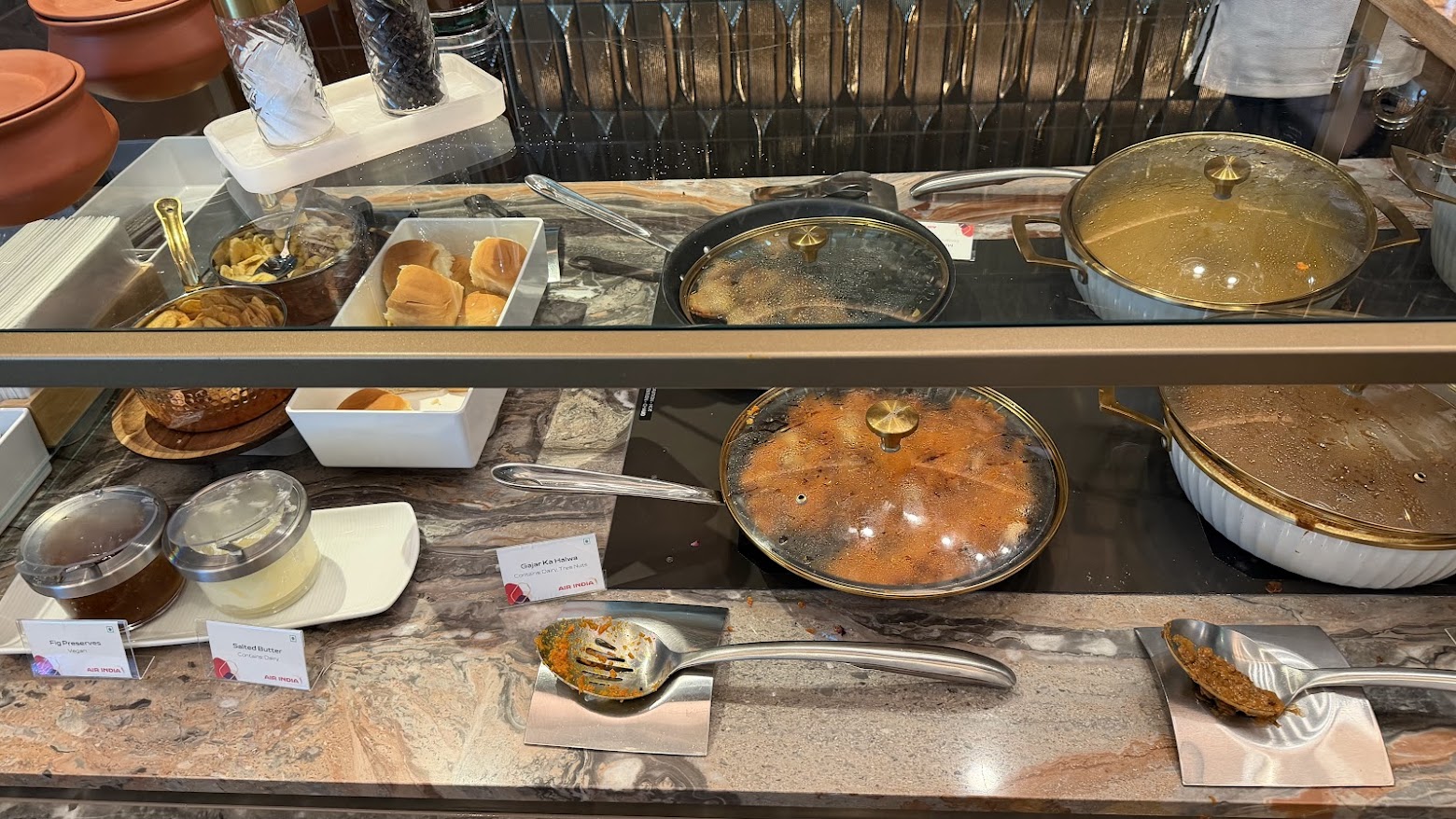 Air India Maharaja Lounge San Francisco buffet spread