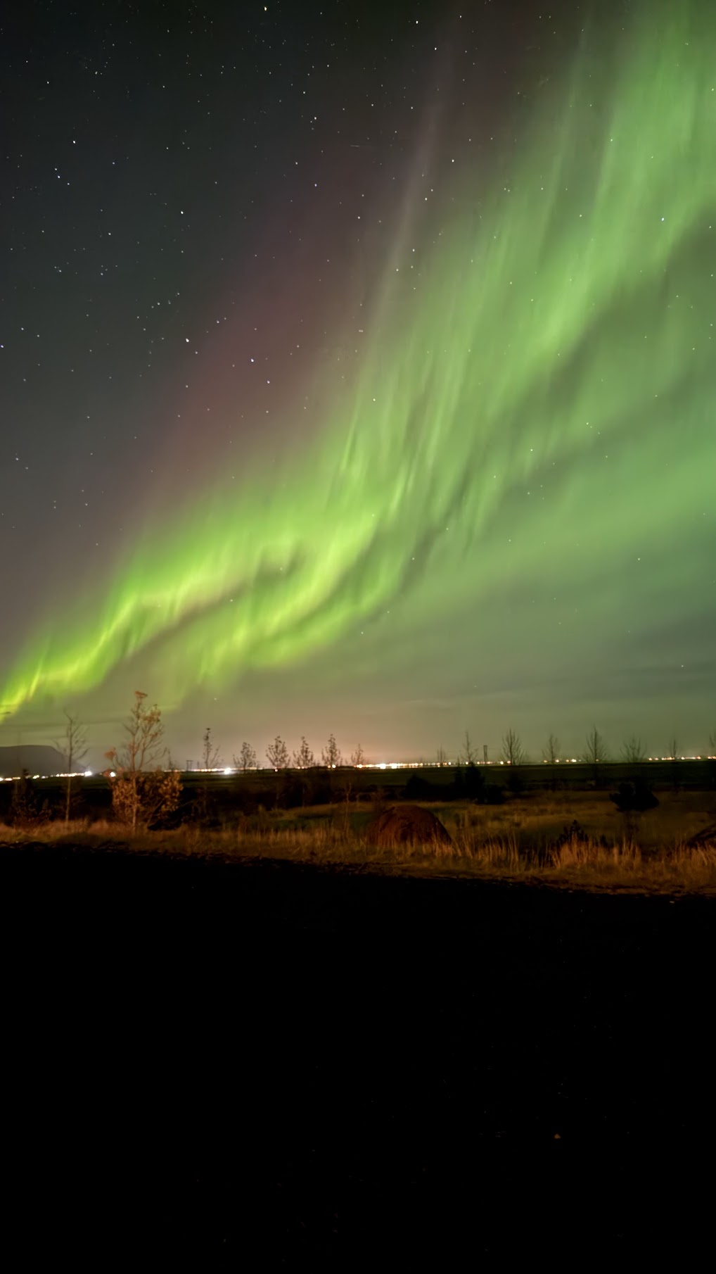 Northern Lights right outside Hotel Kvika in Iceland