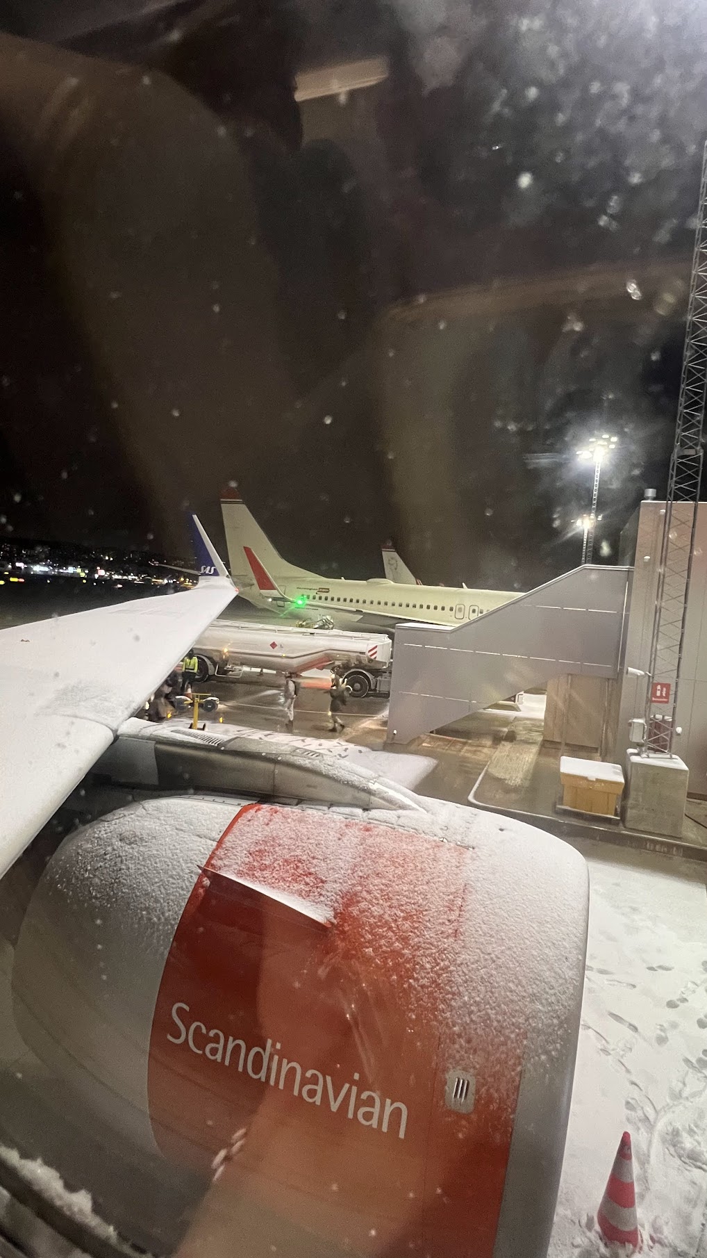Our Scandinavian Airlines aircraft engine was icy and had to be defrosted