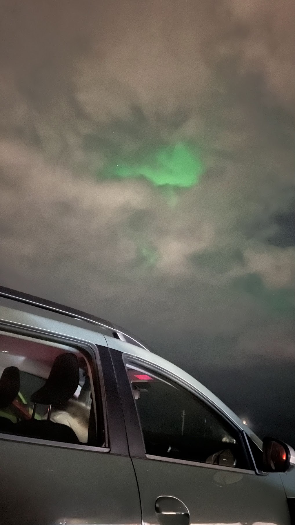 Northern Lights overhead at the Grotto Lighthouse