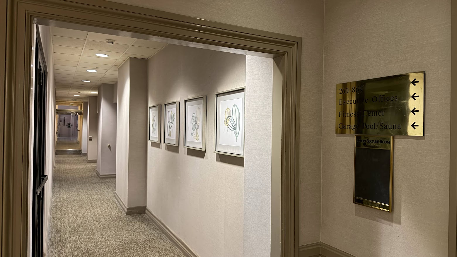 Handlery Union Square Hotel hallway connecting the historic building and the new building