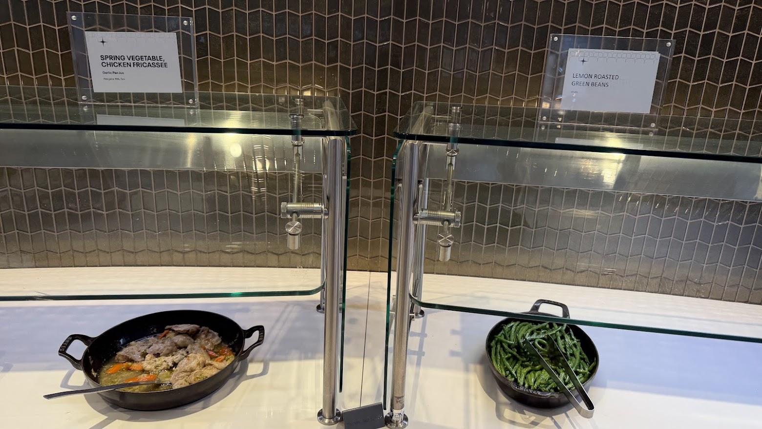 United Polaris Lounge San Francisco buffet hot dishes