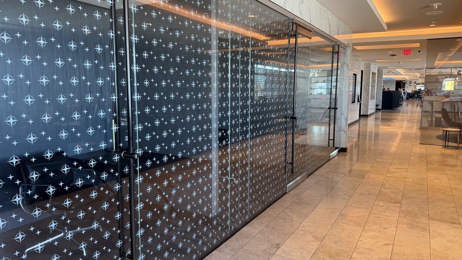 United Polaris Lounge San Francisco phone booths with proper work desks