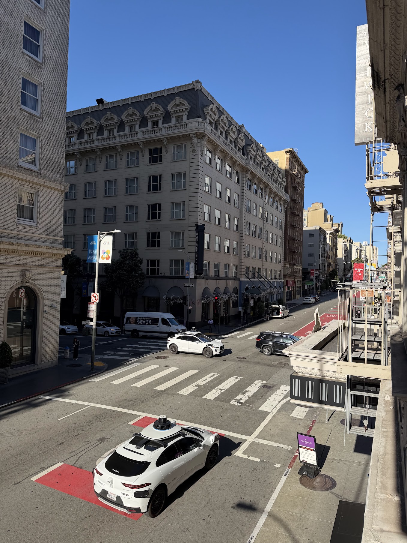 View towards Tenderloin from the suite balcony of Warwick Hotel San Francisco