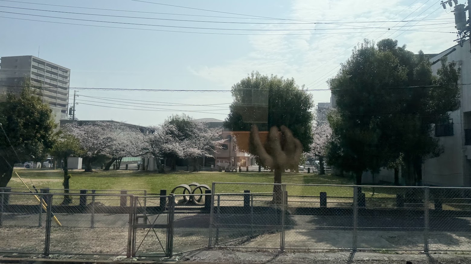 On board the Hinotori with cherry blossoms along the way