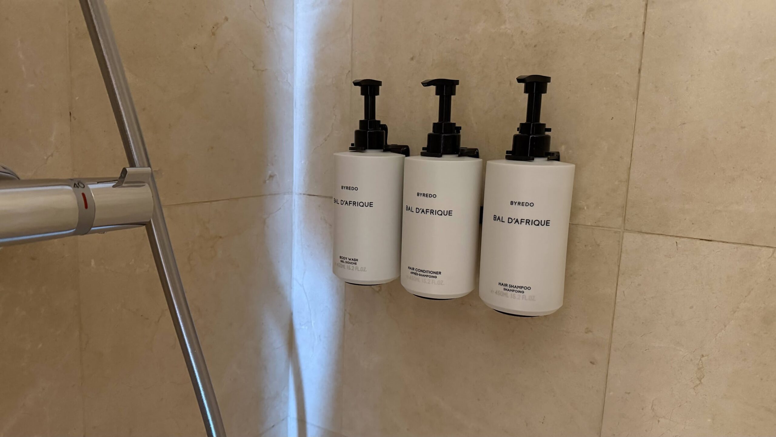Frasers House Junior Suite shower with Byredo amenities