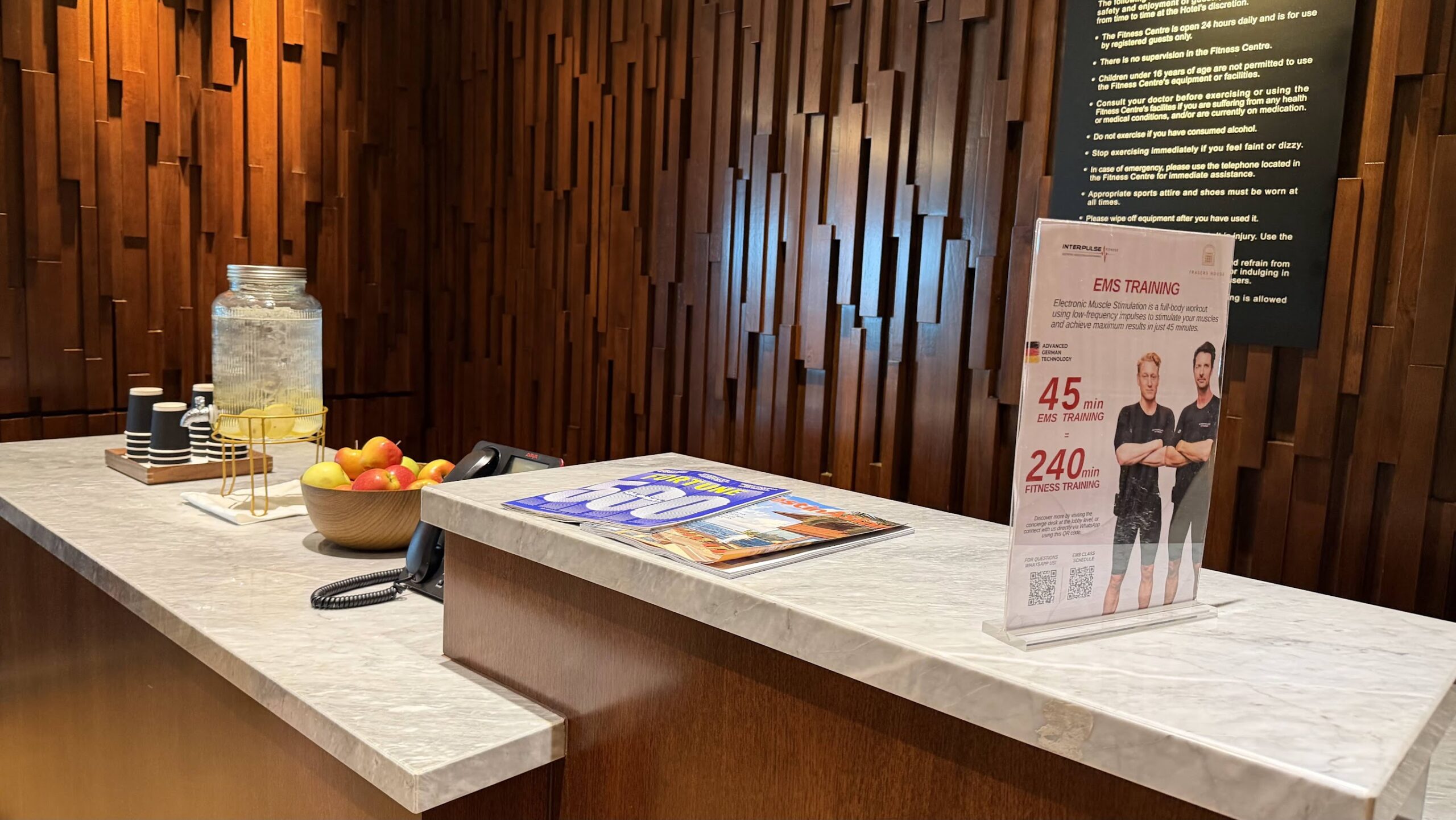 Frasers House Fitness Centre refreshment counter